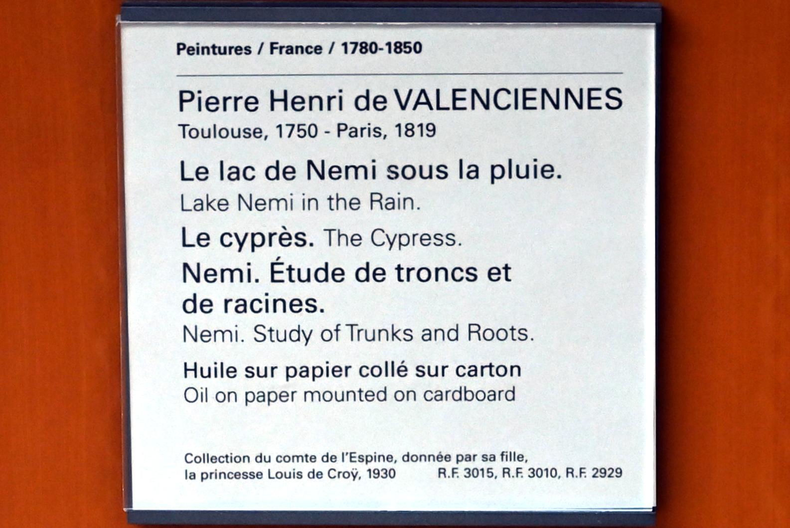 Pierre-Henri de Valenciennes (1780–1786), Die Zypresse, Paris, Musée du Louvre, Saal 936, um 1780, Bild 2/2