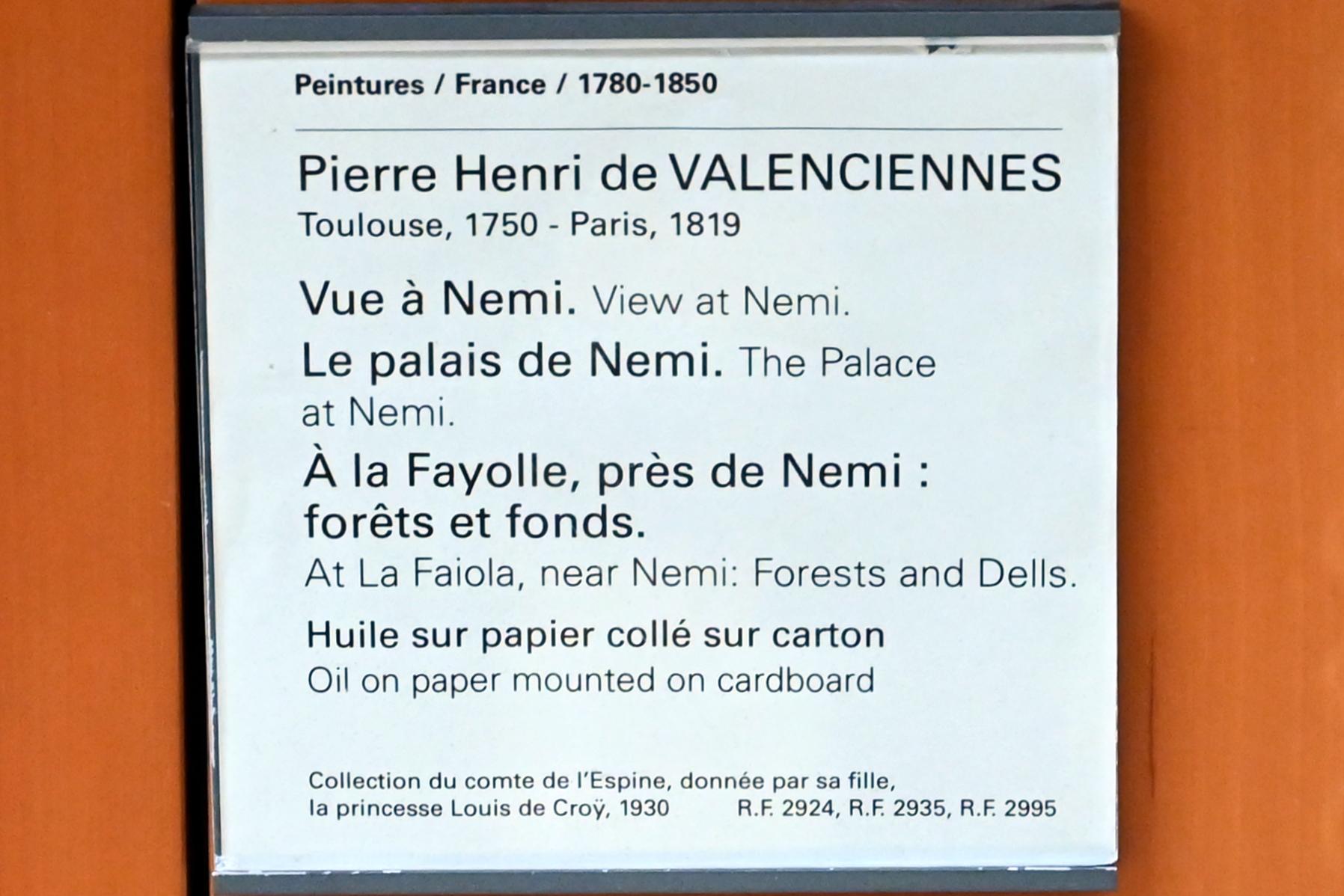 Pierre-Henri de Valenciennes (1780–1786), Blick auf Nemi, Paris, Musée du Louvre, Saal 936, um 1780, Bild 2/2