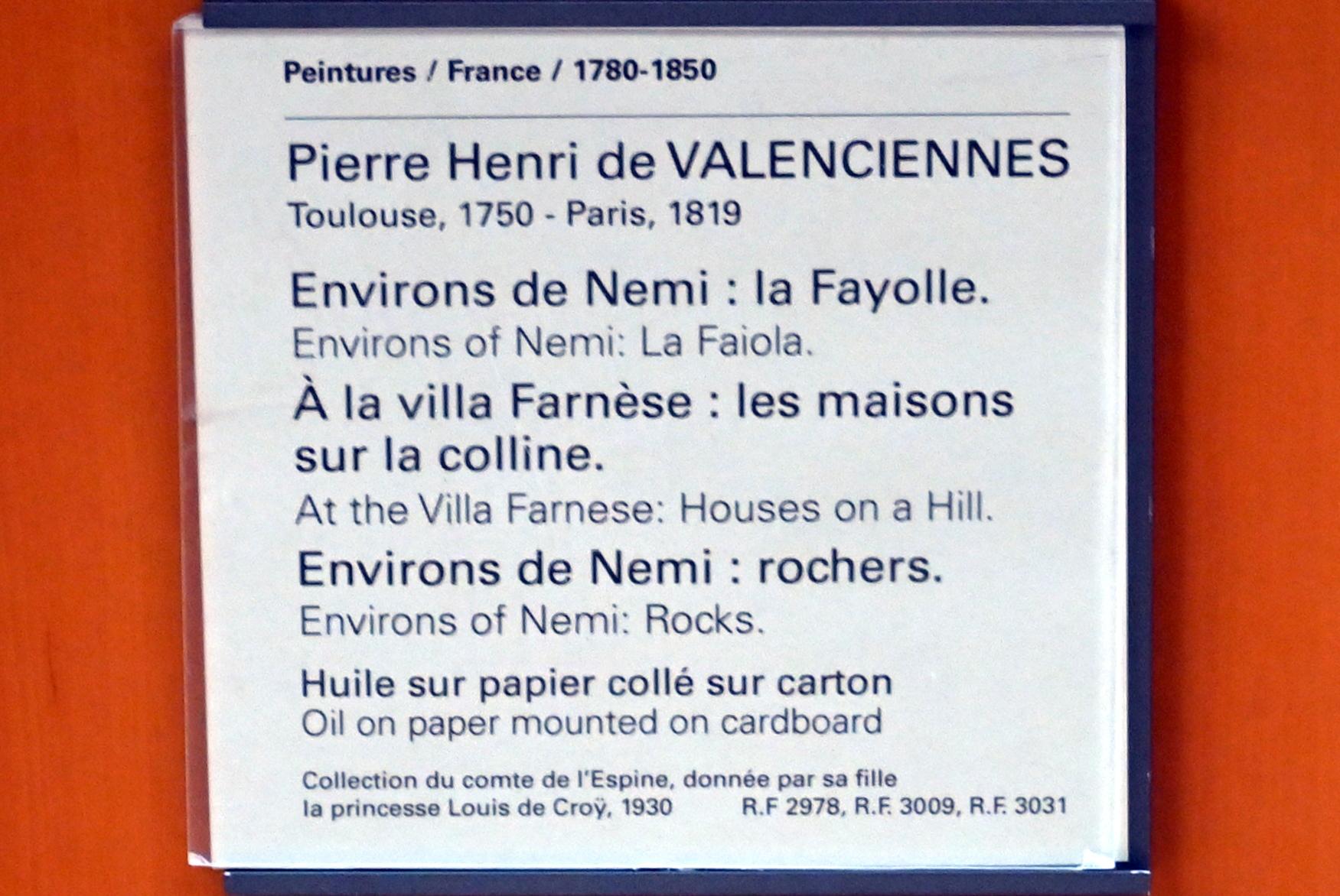 Pierre-Henri de Valenciennes (1780–1786), Umgebung von Nemi: Felsen, Paris, Musée du Louvre, Saal 936, um 1780, Bild 2/2