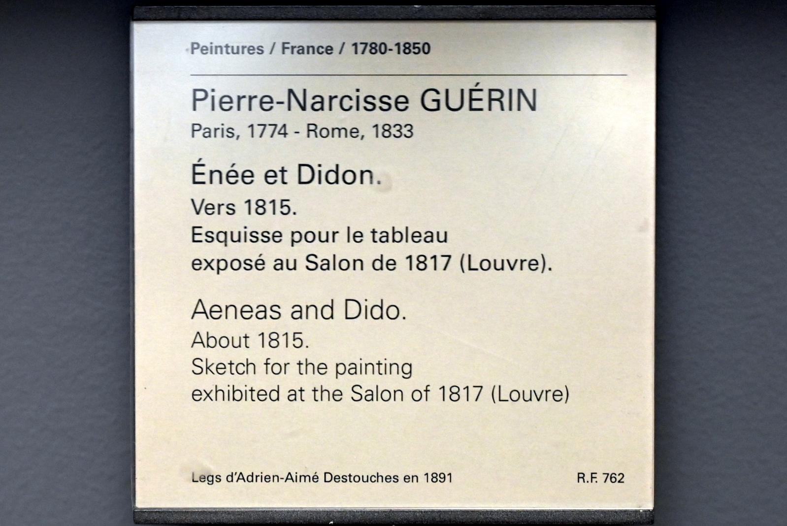 Pierre Narcisse Guérin (1798–1818), Aeneas und Dido, Paris, Musée du Louvre, Saal 936, um 1815, Bild 2/2