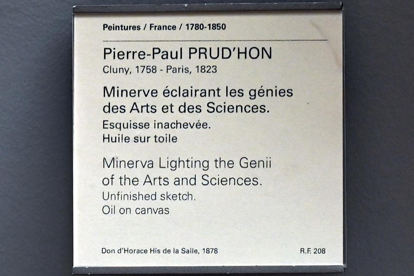 Pierre Paul Prud’hon (1782–1822), Minerva erleuchtet die Genien der Künste und Wissenschaften, Paris, Musée du Louvre, Saal 936, Undatiert, Bild 2/2