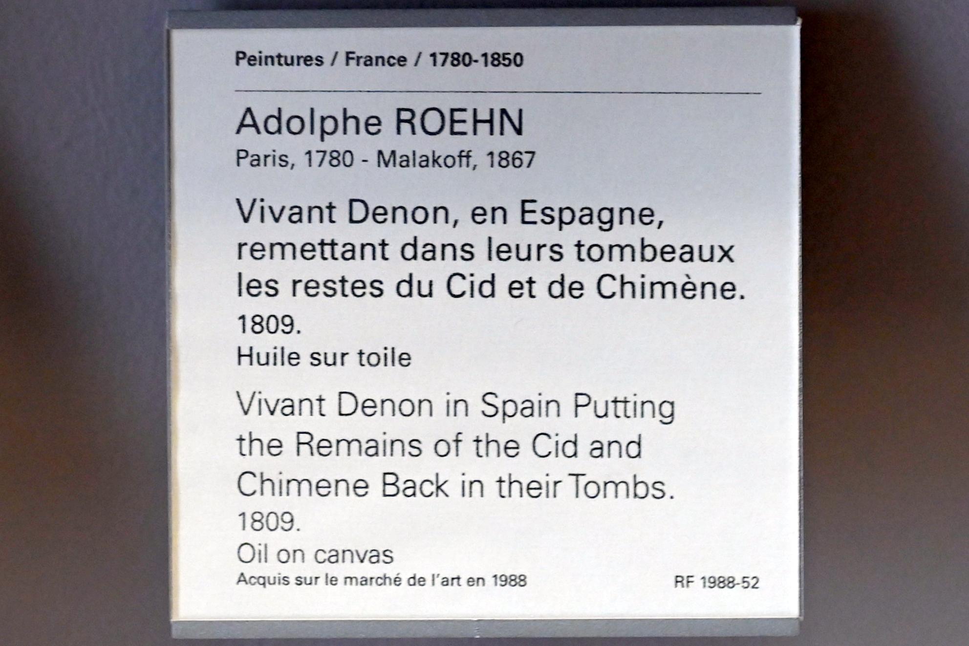 Adolphe Roehn (1809), Der lebendige Denon in Spanien bringt die Überreste von Cid und Chimene in ihre Gräber zurück, Paris, Musée du Louvre, Saal 937, 1809, Bild 2/2