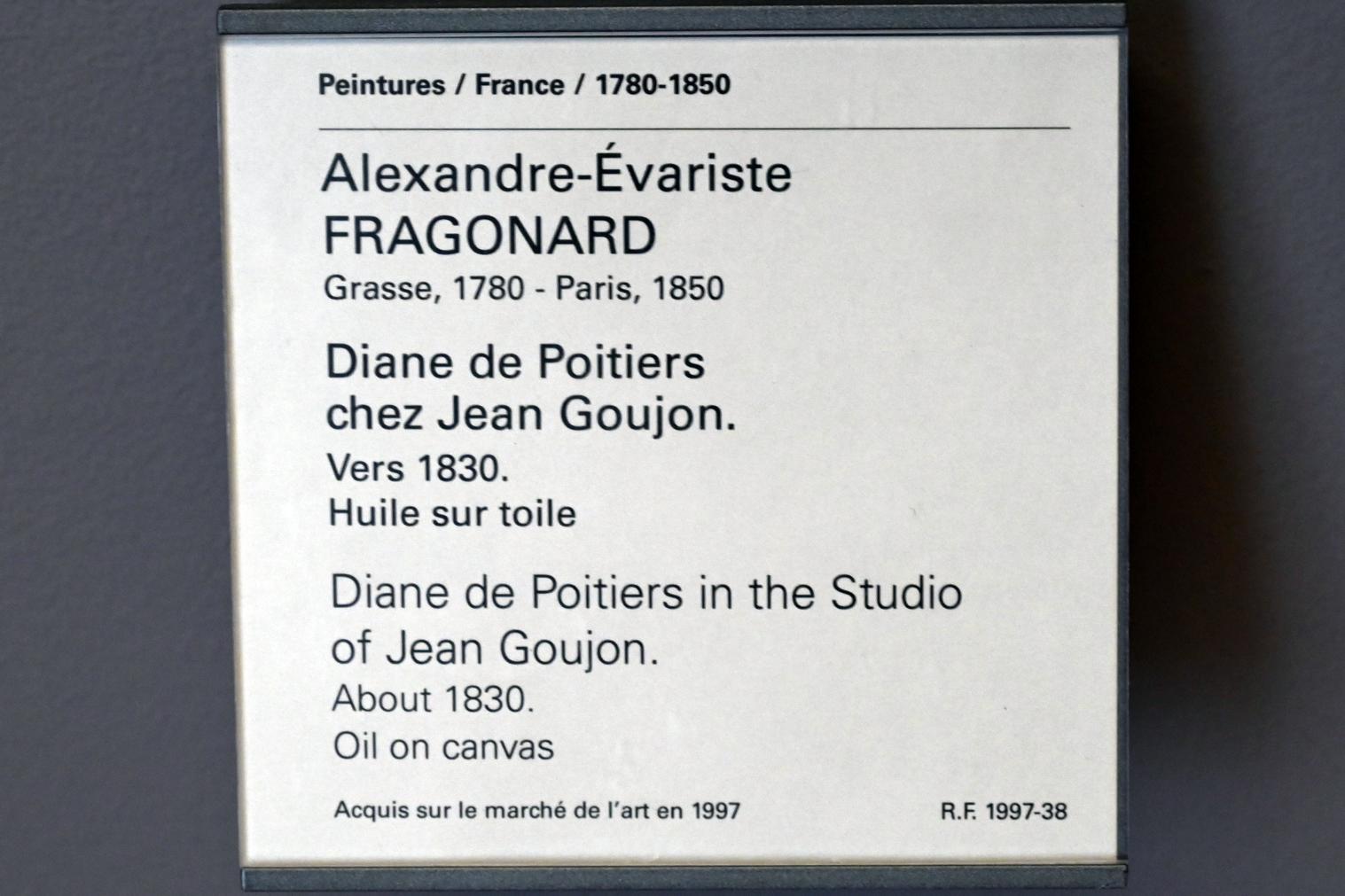 Alexandre-Évariste Fragonard (1830–1836), Diana von Poitiers im Atelier von Jean Goujon, Paris, Musée du Louvre, Saal 937, um 1830, Bild 2/2