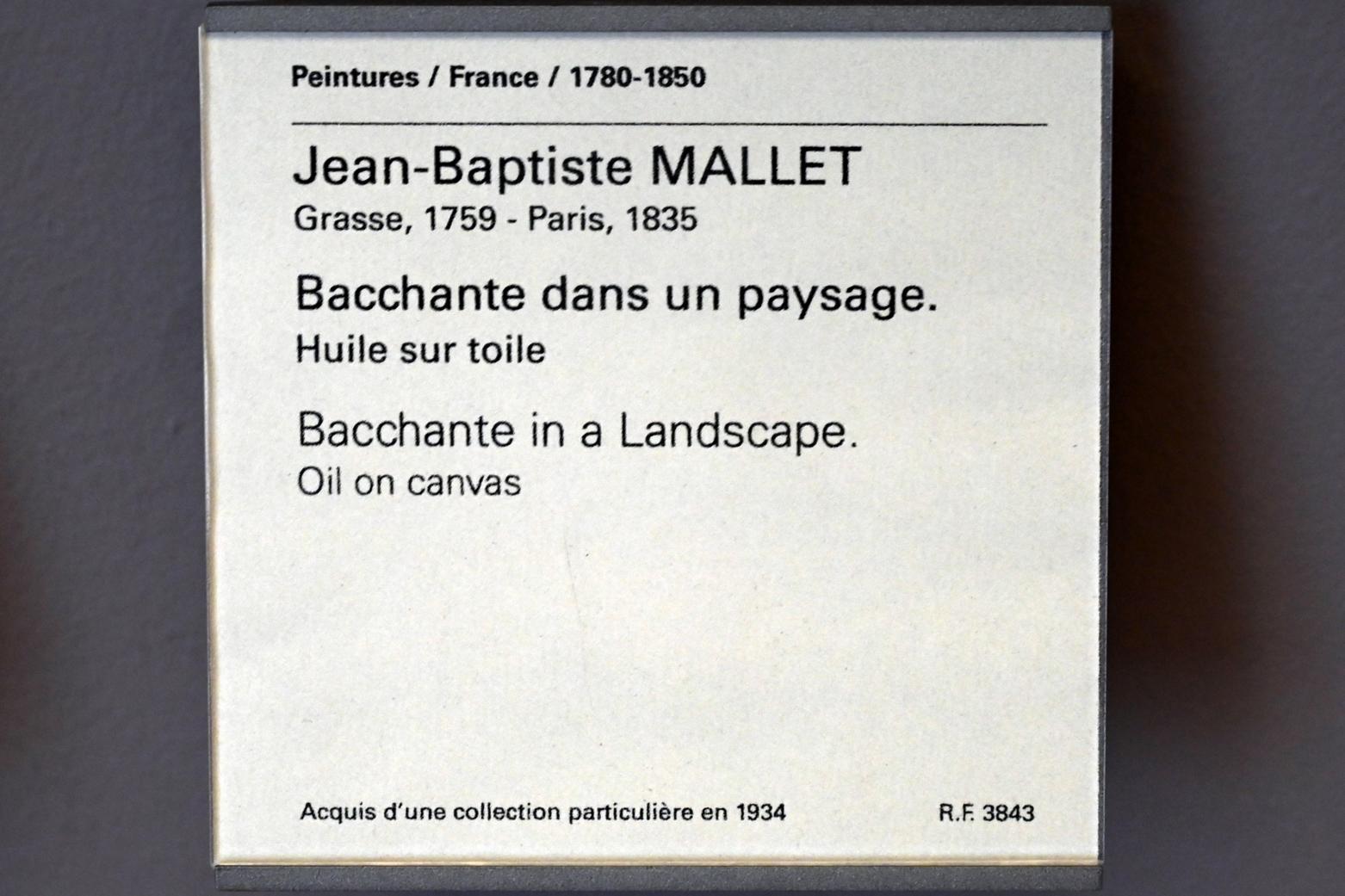 Jean-Baptiste Mallet (1820), Bacchantin in einer Landschaft, Paris, Musée du Louvre, Saal 937, Undatiert, Bild 2/2
