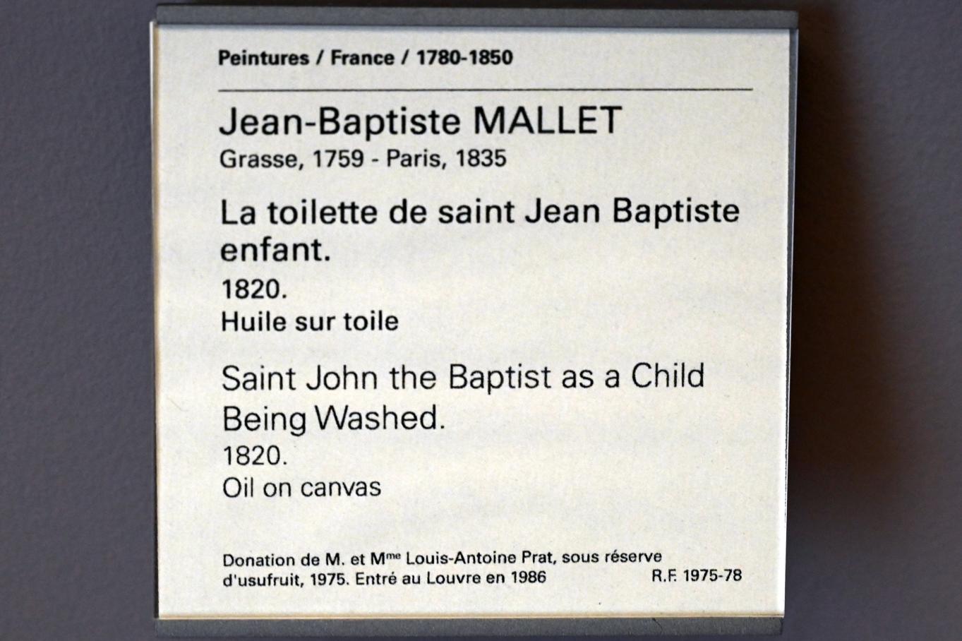 Jean-Baptiste Mallet (1820), Toilette des Johannesknaben, Paris, Musée du Louvre, Saal 937, 1820, Bild 2/2