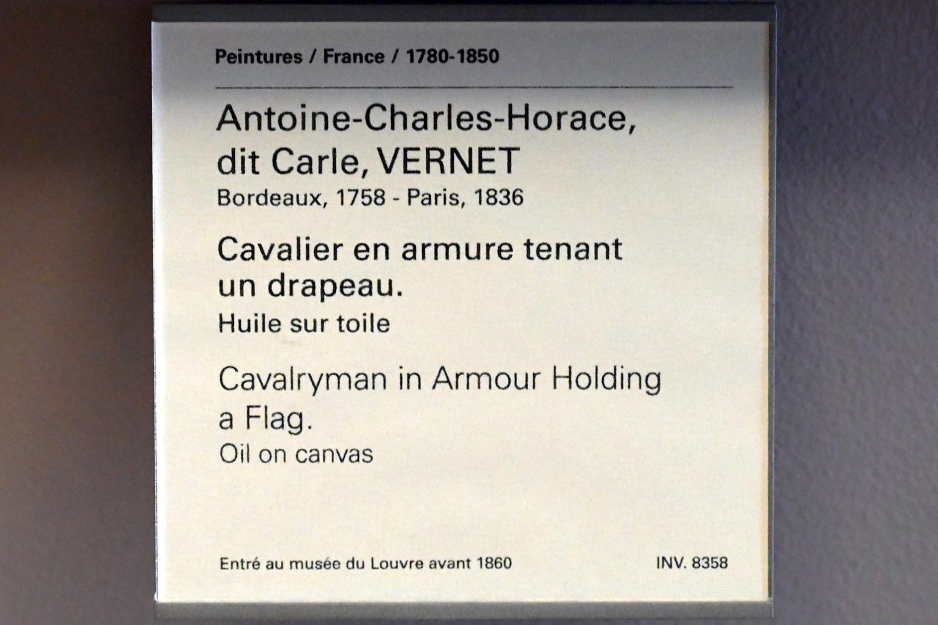 Antoine Charles Horace Vernet (Carle Vernet) (1795), Kavallerist in Rüstung mit einer Flagge, Paris, Musée du Louvre, Saal 937, Undatiert, Bild 2/2