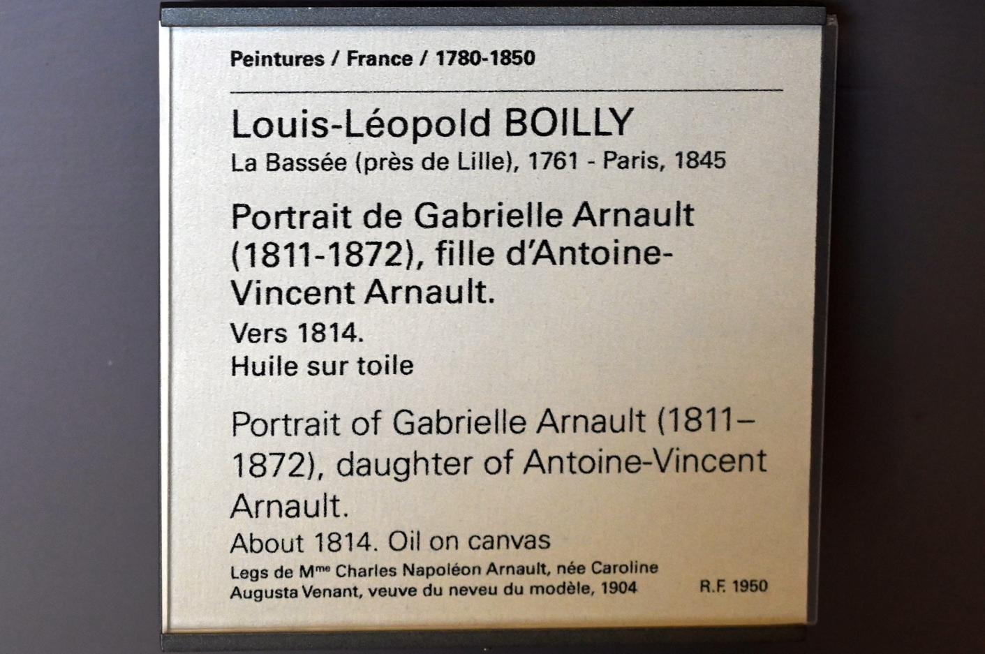 Louis-Léopold Boilly (1790–1818), Porträt des Gabrielle Arnault (1811-1872), Tochter von Antoine-Vincent Arnault, Paris, Musée du Louvre, Saal 938, um 1814, Bild 2/2
