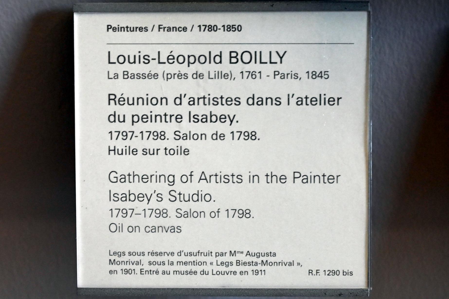 Louis-Léopold Boilly (1790–1818), Künstlertreffen im Atelier des Malers Isabey, Paris, Musée du Louvre, Saal 938, 1797–1798, Bild 2/2