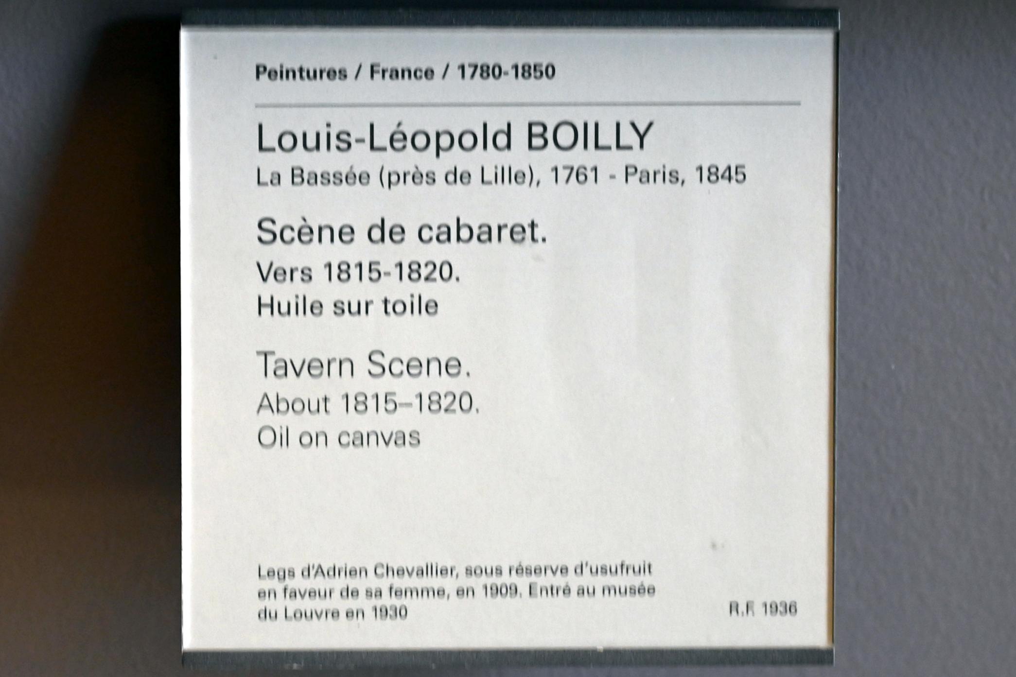 Louis-Léopold Boilly (1790–1818), Wirtshausszene, Paris, Musée du Louvre, Saal 938, um 1815–1820, Bild 2/2