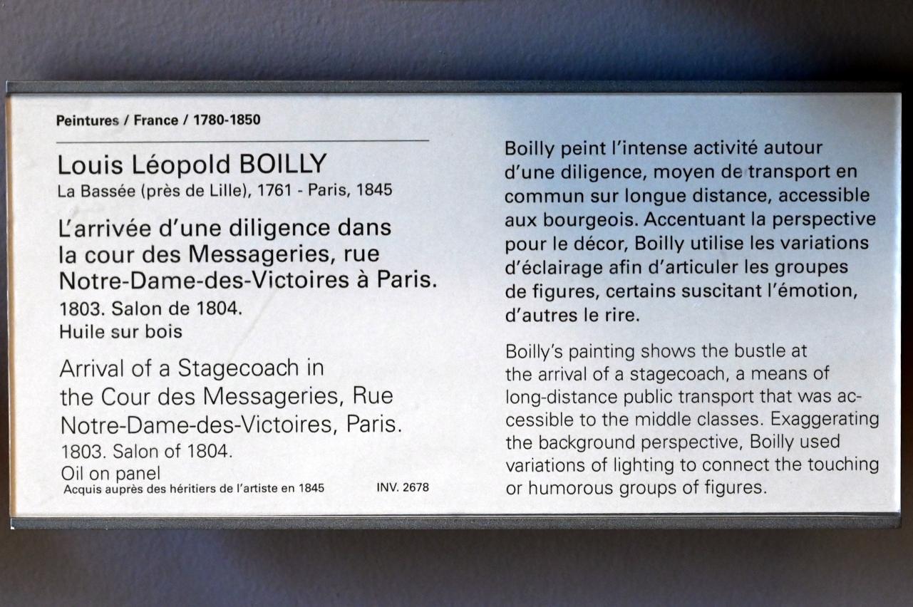 Louis-Léopold Boilly (1790–1818), Die Ankunft einer Postkutsche im Cour des Messageries, rue Notre-Dame-des-Victoires in Paris, Paris, Musée du Louvre, Saal 938, 1803, Bild 2/2