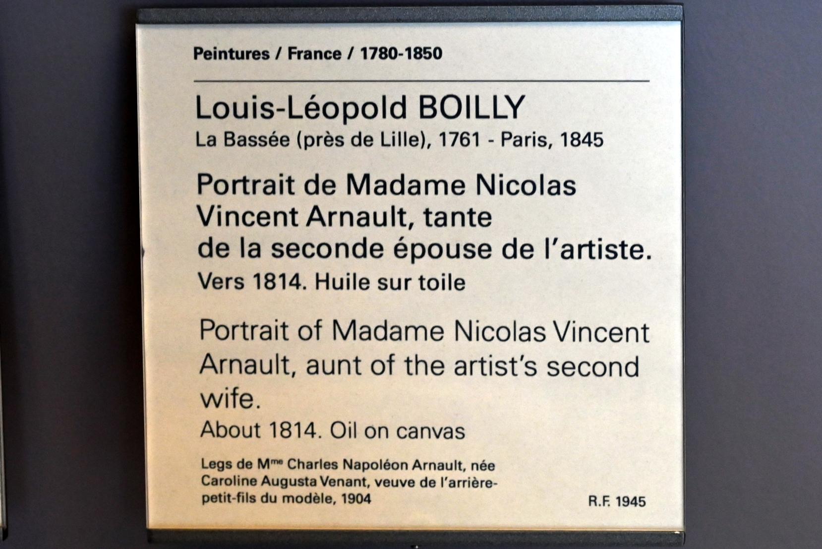 Louis-Léopold Boilly (1790–1818), Porträt der Madame Nicolas Vincent Arnault, Tante der zweiten Frau des Künstlers, Paris, Musée du Louvre, Saal 938, um 1814, Bild 2/2