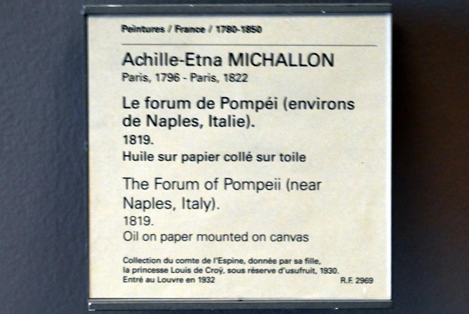 Achille Etna Michallon (1816–1822), Das Forum von Pompeji (in der Nähe von Neapel, Italien), Paris, Musée du Louvre, Saal 939, 1819, Bild 2/2