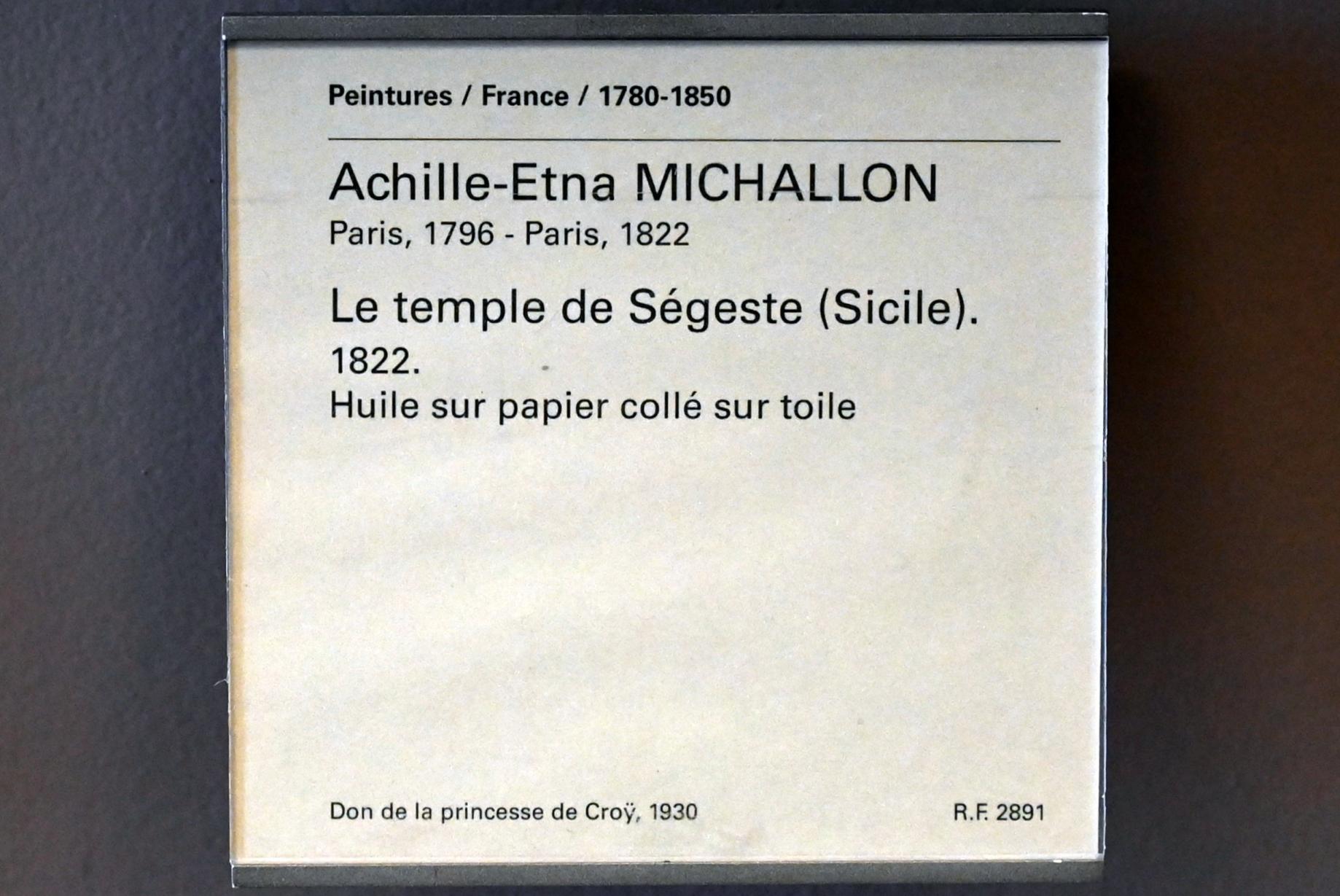 Achille Etna Michallon (1816–1822), Der Tempel von Segesta auf Sizilien, Paris, Musée du Louvre, Saal 939, 1822, Bild 2/2