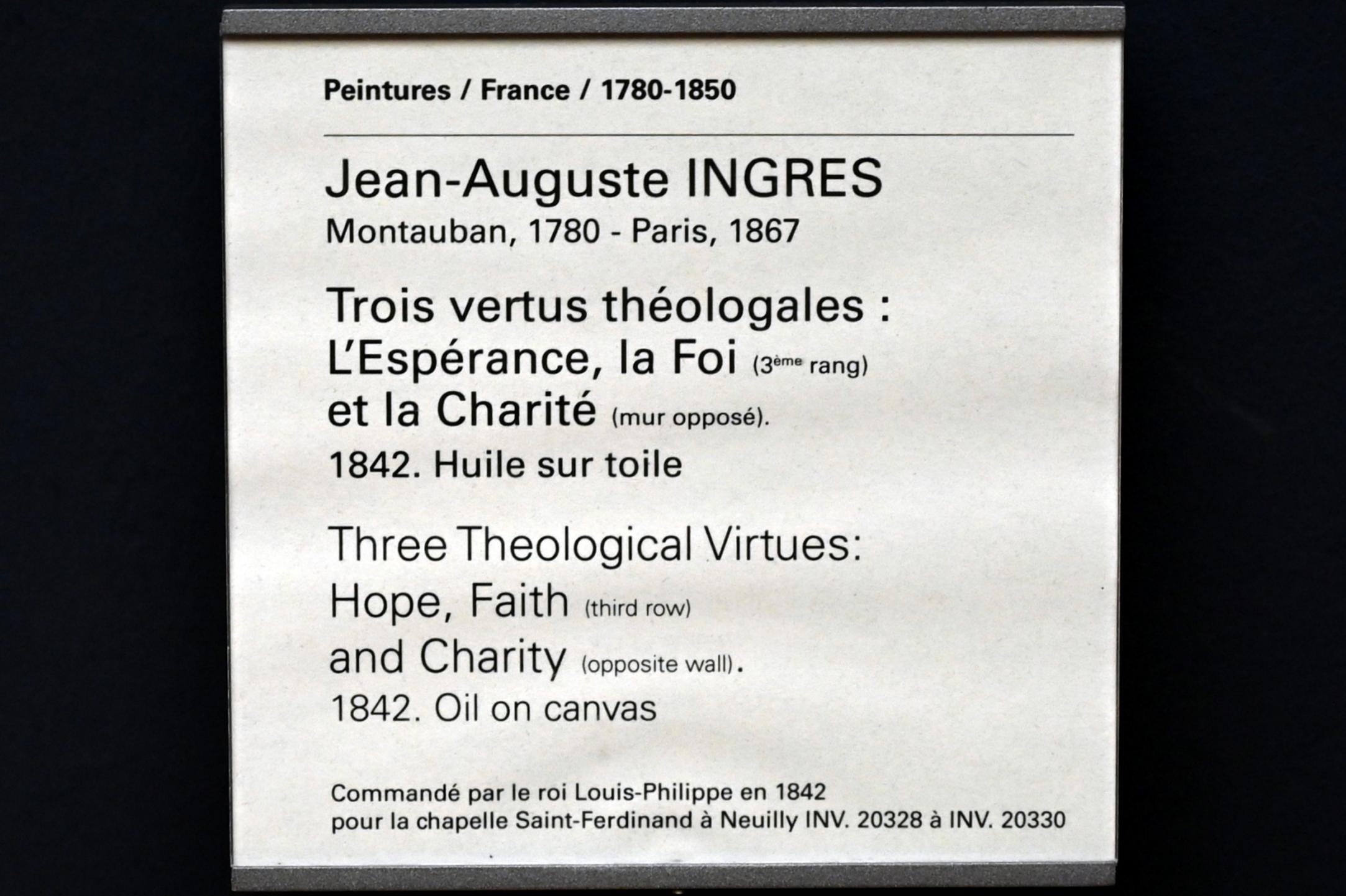 Jean-Auguste-Dominique Ingres (1805–1856), Die drei theologischen Tugenden: Glaube, Neuilly-sur-Seine, Chapelle Saint-Ferdinand, jetzt Paris, Musée du Louvre, Saal 940, 1842, Bild 2/2