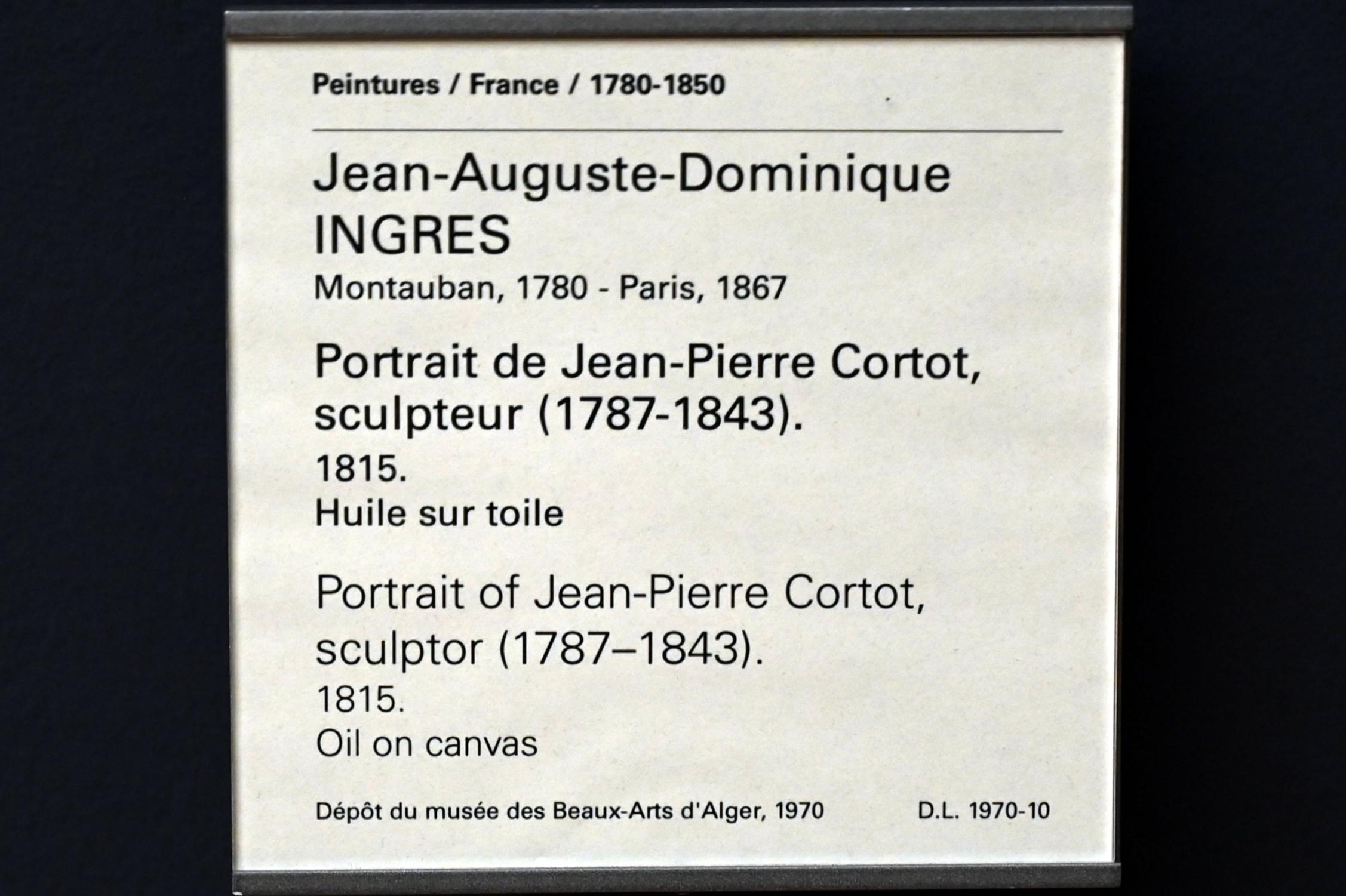 Jean-Auguste-Dominique Ingres (1805–1856), Porträt des Bildhauers Jean-Pierre Cortot (1787-1843), Paris, Musée du Louvre, Saal 940, 1815, Bild 2/2