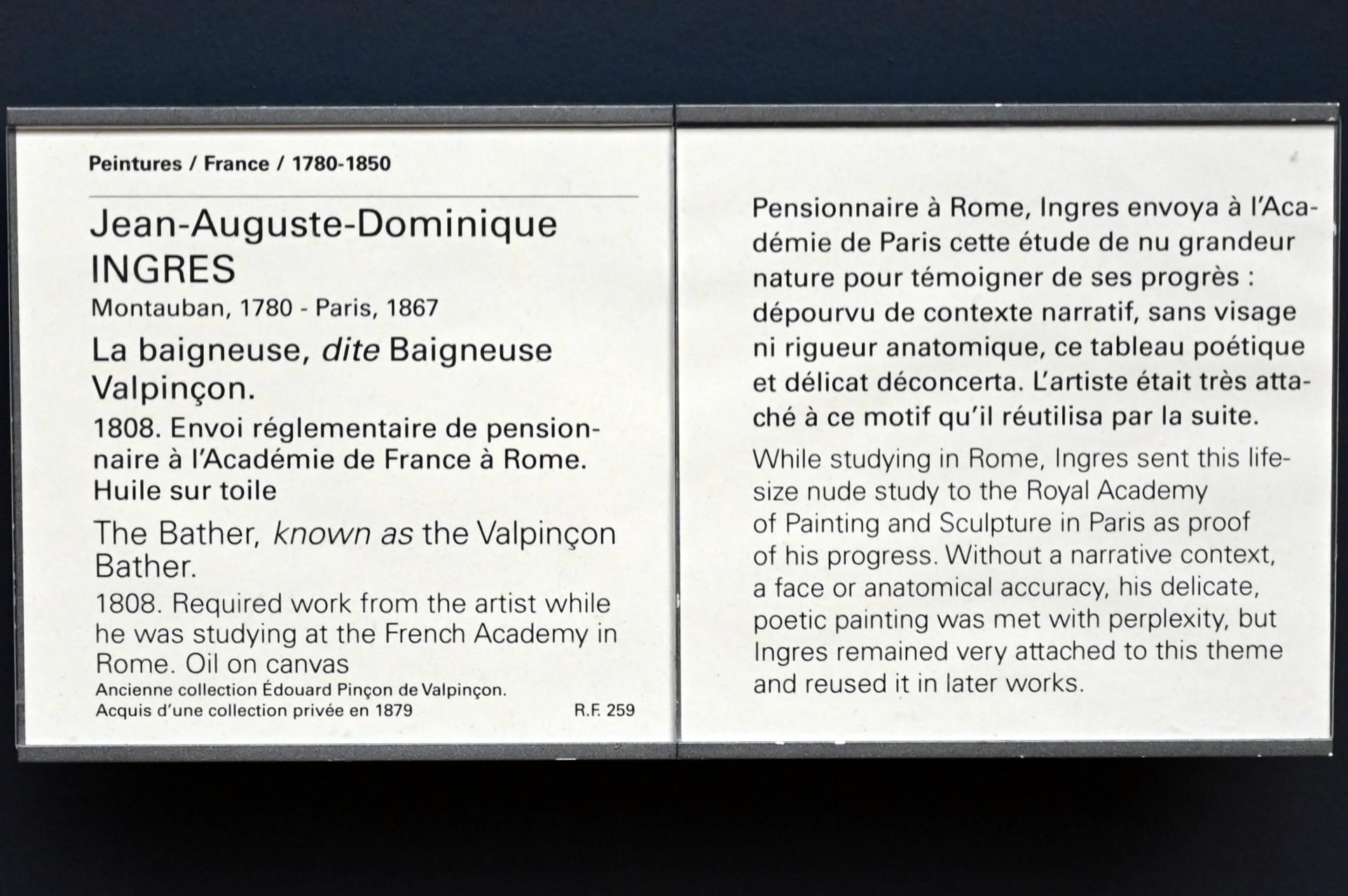Jean-Auguste-Dominique Ingres (1805–1856), Die Badende (Badende Valpinçon), Paris, Musée du Louvre, Saal 940, 1808, Bild 2/2