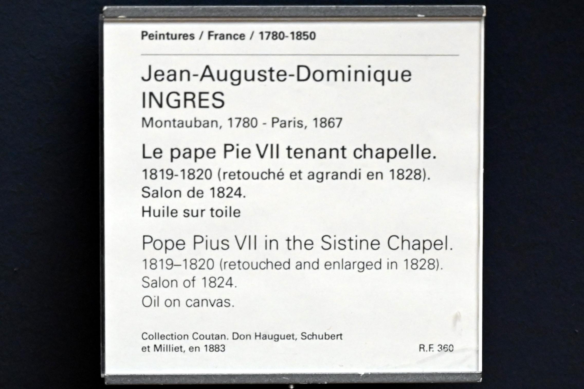 Jean-Auguste-Dominique Ingres (1805–1856), Papst Pius VII. in der Sixtinischen Kapelle, Paris, Musée du Louvre, Saal 940, 1819–1820, Bild 2/2