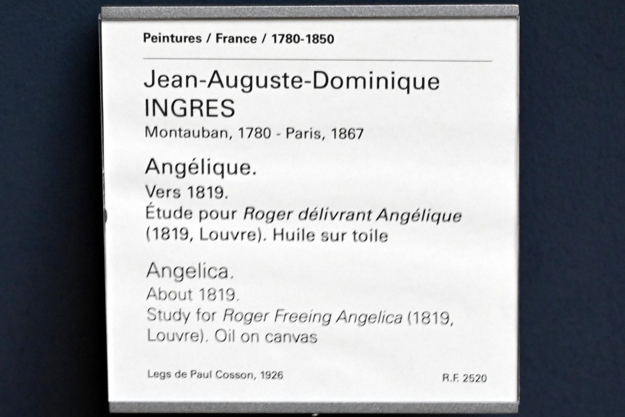 Jean-Auguste-Dominique Ingres (1805–1856), Angélique, Paris, Musée du Louvre, Saal 940, um 1819, Bild 2/2