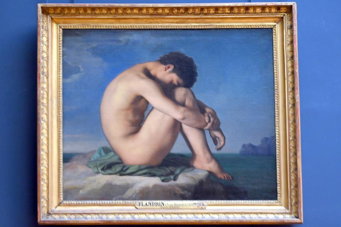 Hippolyte Flandrin (1842–1863), Nackter Jüngling am Meer sitzend, Paris, Musée du Louvre, Saal 940, Undatiert, Bild 1/2