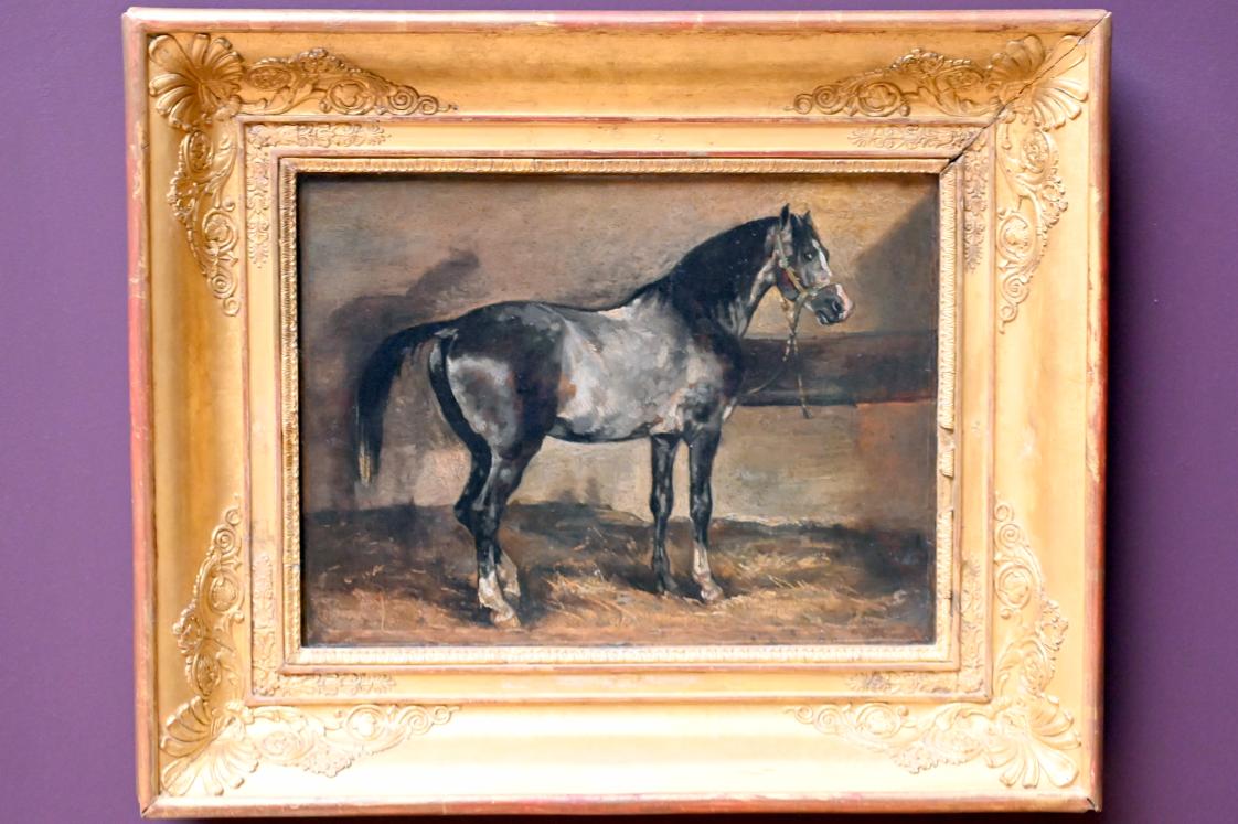 Théodore Géricault (1811–1822), Graues Pferd an der Heuraufe, Paris, Musée du Louvre, Saal 941, um 1810–1812