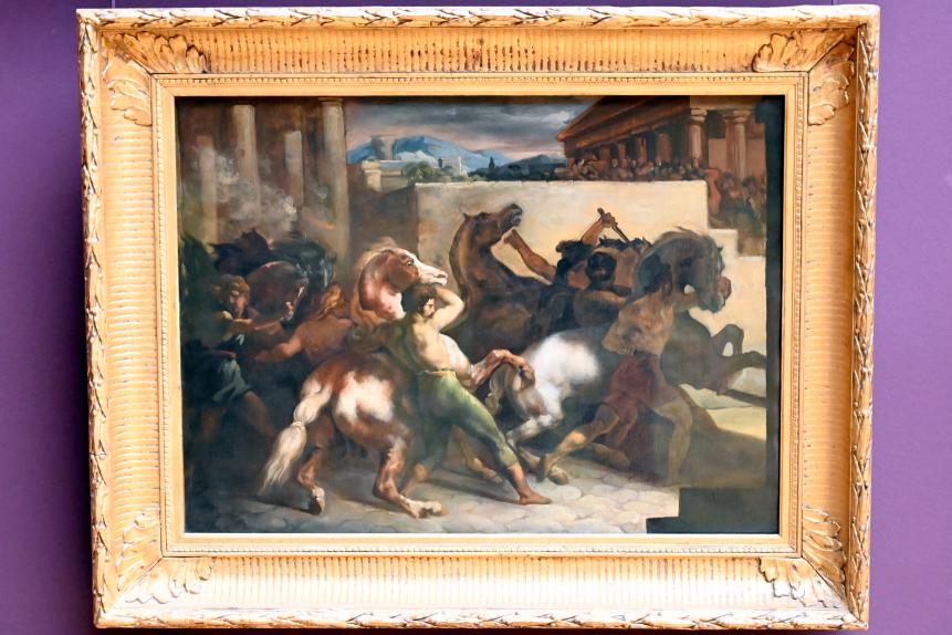 Théodore Géricault (1811–1822), Das Rennen der reiterlosen Pferde in Rom: die Mossa, Paris, Musée du Louvre, Saal 941, um 1817