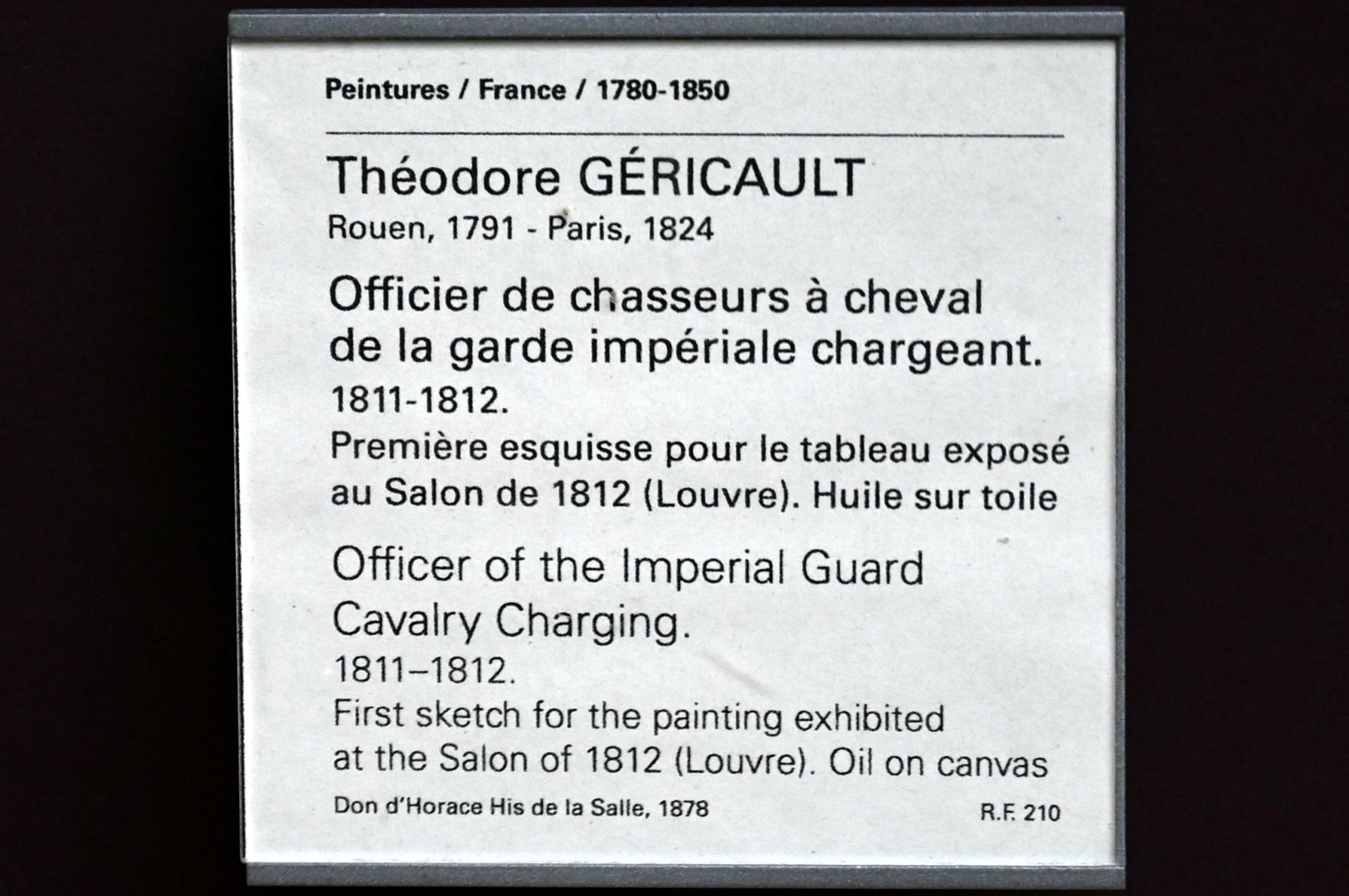Théodore Géricault (1811–1822), Berittener Chasseur-Offizier der kaiserlichen Garde im Angriff, Paris, Musée du Louvre, Saal 941, 1811–1812, Bild 2/2