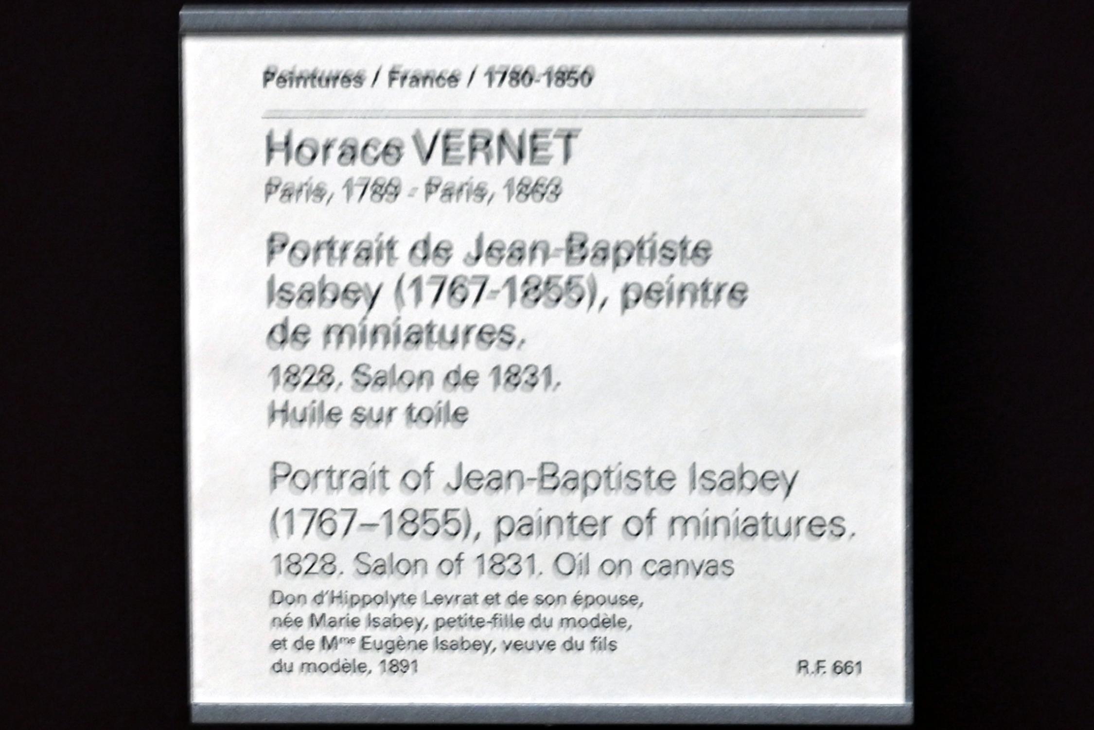 Horace Vernet (1810–1833), Porträt des Jean-Baptiste Isabey (1767-1855), Miniaturenmaler, Paris, Musée du Louvre, Saal 941, 1828, Bild 2/2