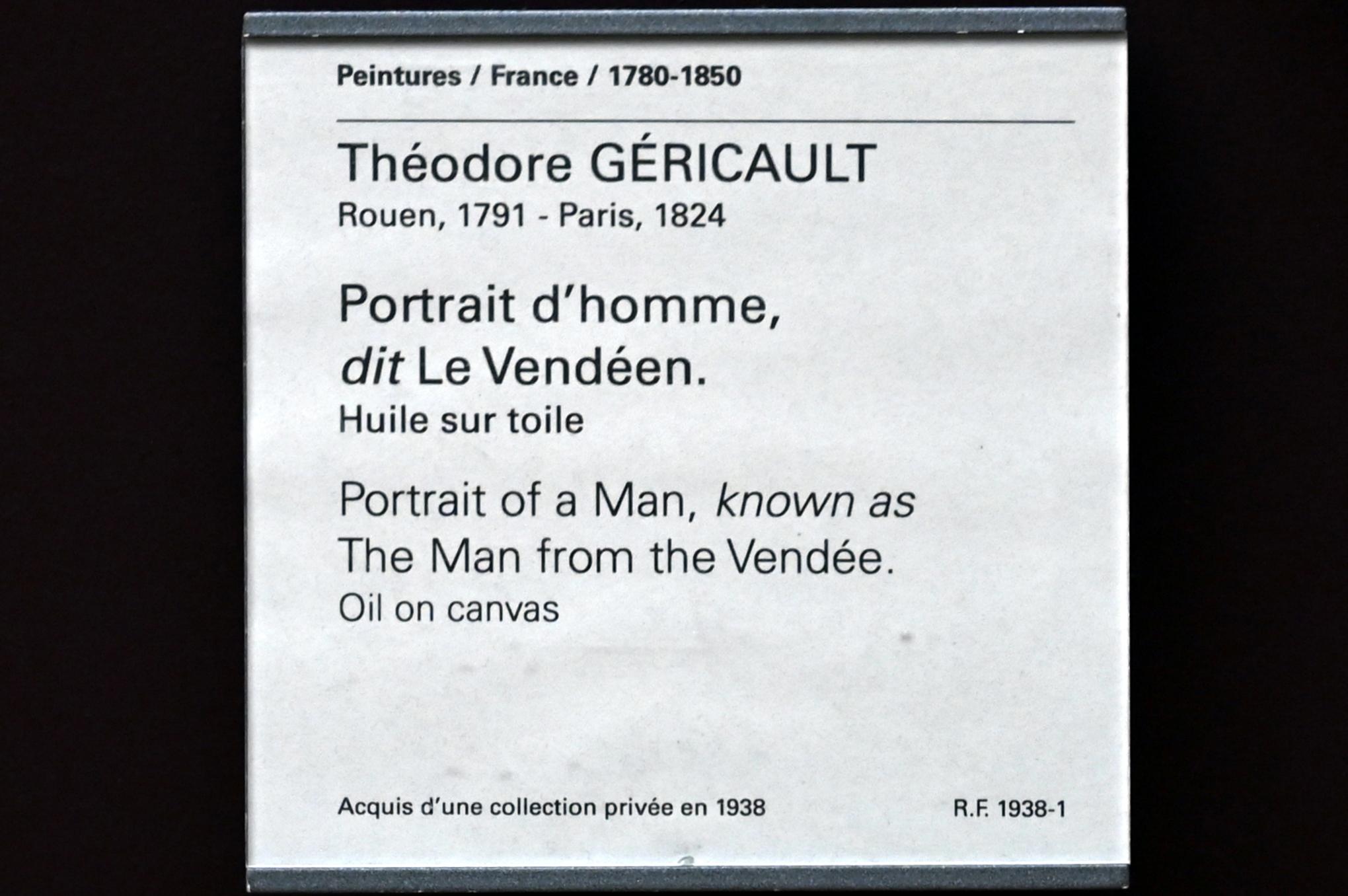 Théodore Géricault (1811–1822), Porträt eines Mannes (Bewohner von Vendée), Paris, Musée du Louvre, Saal 941, Undatiert, Bild 2/2