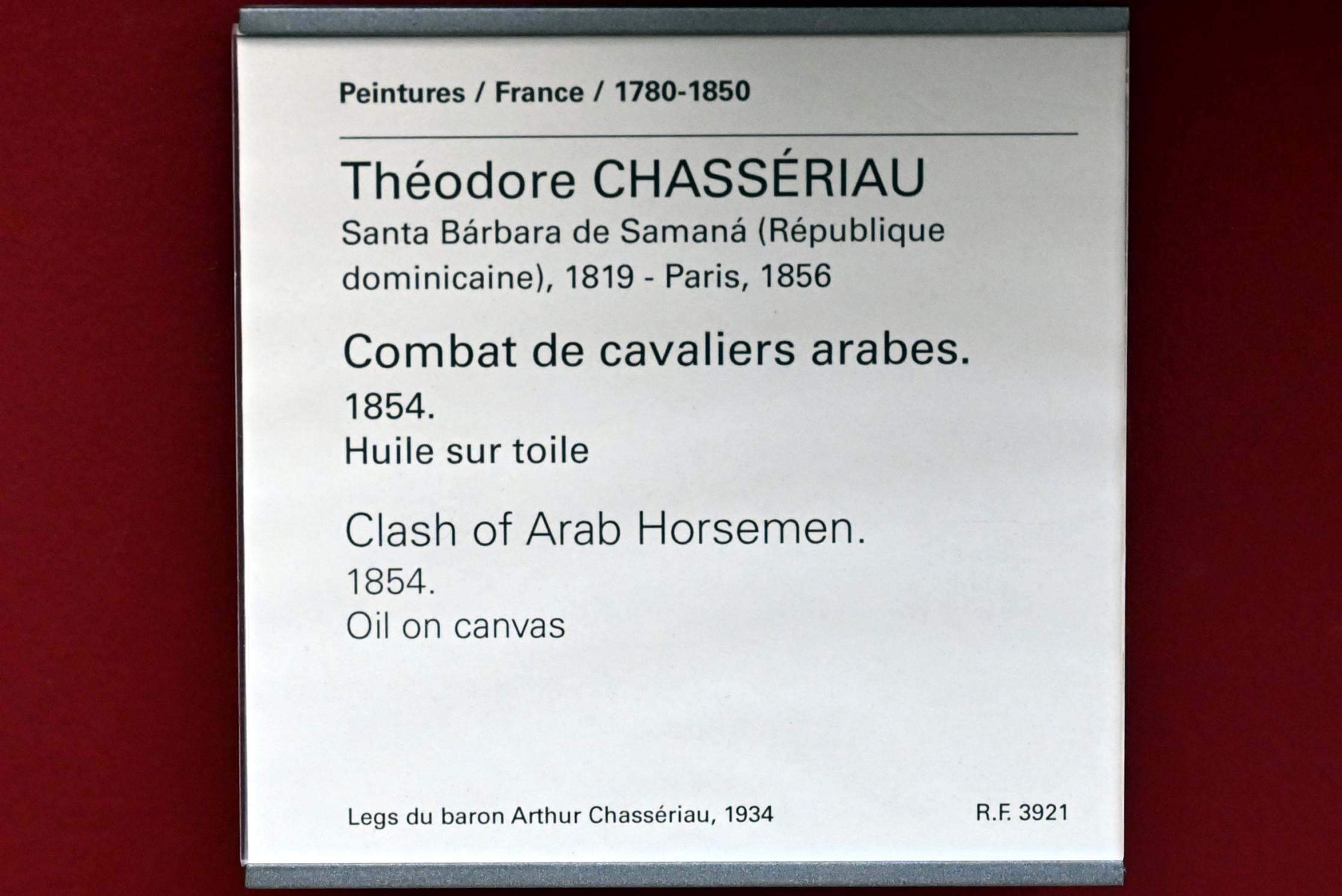 Théodore Chassériau (1835–1856), Kampf arabischer Reiter, Paris, Musée du Louvre, Saal 942, 1854, Bild 2/2