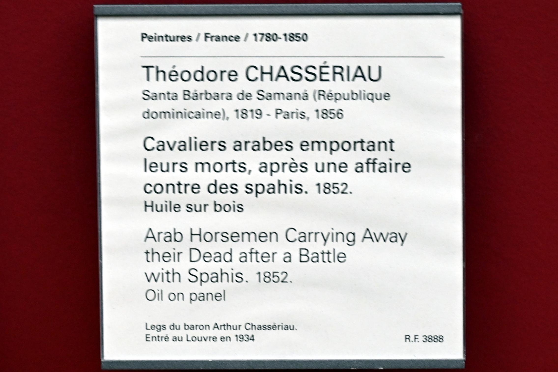 Théodore Chassériau (1835–1856), Arabische Reiter tragen ihre Toten nach einer Schlacht mit Spahis weg, Paris, Musée du Louvre, Saal 942, 1852, Bild 2/2