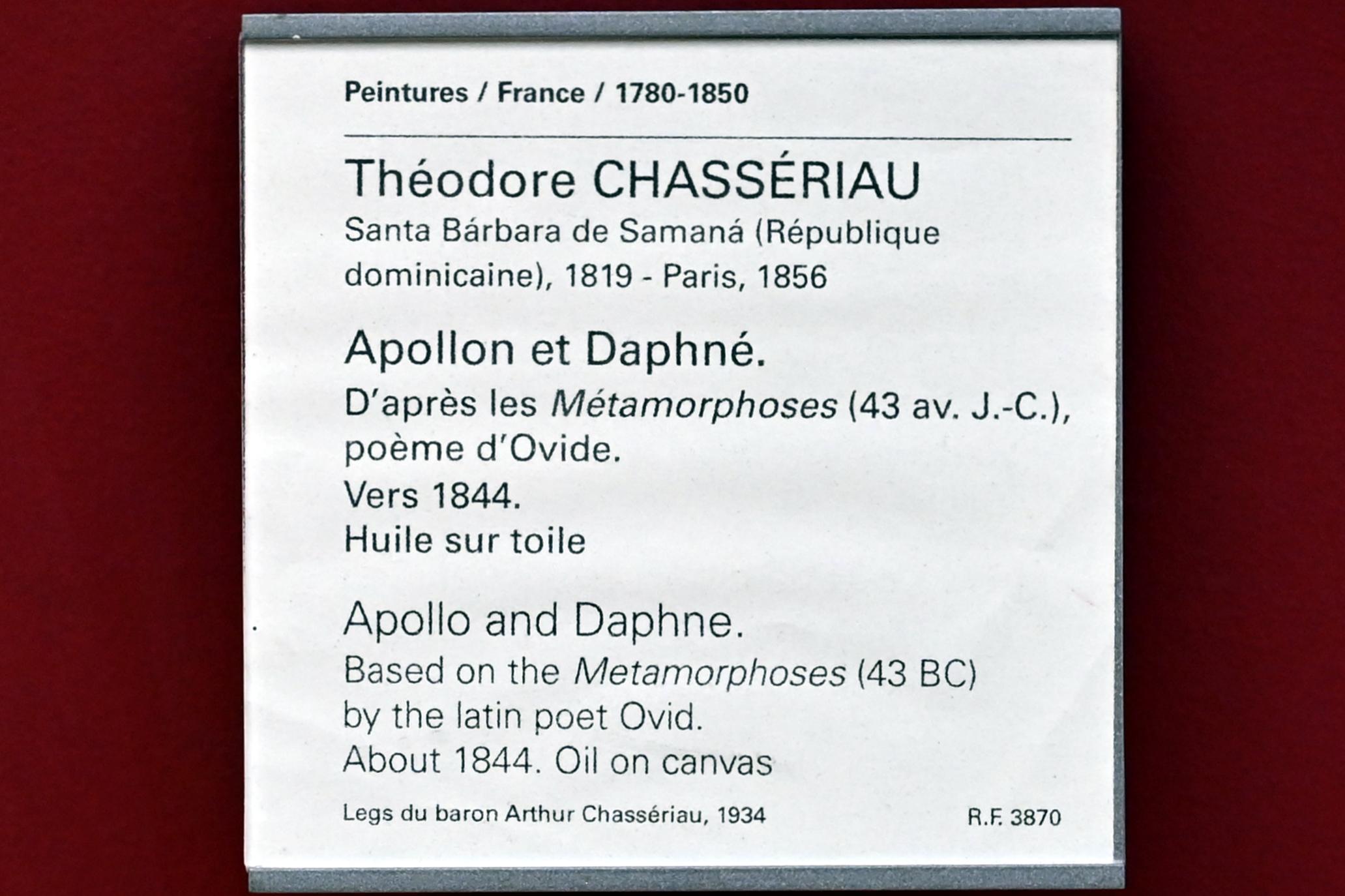 Théodore Chassériau (1835–1856), Apoll und Daphne, Paris, Musée du Louvre, Saal 942, um 1844, Bild 2/2