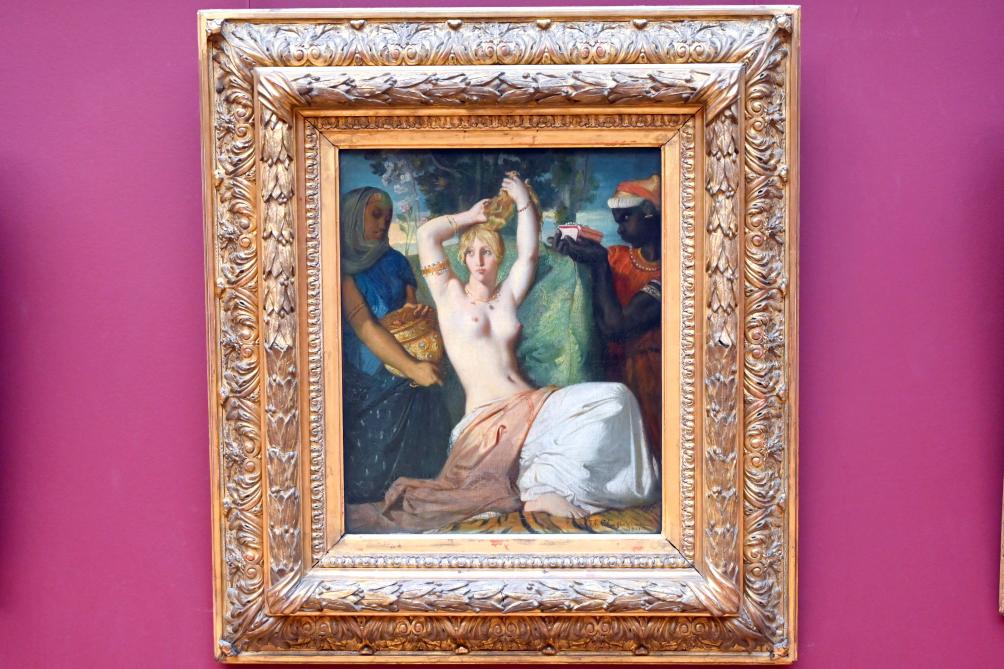Théodore Chassériau (1835–1856), Esther bereitet sich auf die Begegnung mit König Ahasverus vor (Die Toilette von Esther), Paris, Musée du Louvre, Saal 942, 1841, Bild 1/2