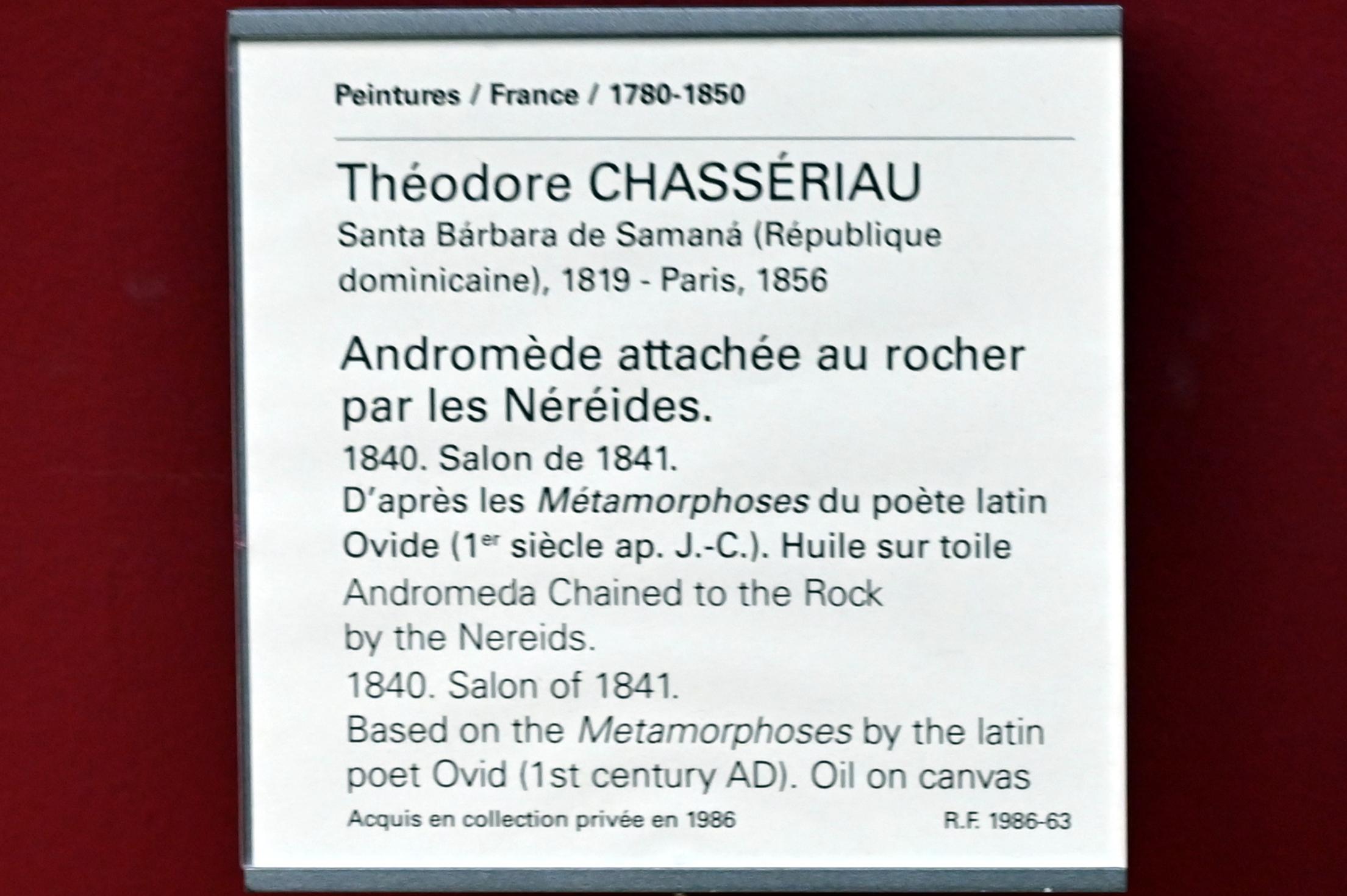 Théodore Chassériau (1835–1856), Andromeda wird von den Nereiden an den Felsen gebunden, Paris, Musée du Louvre, Saal 942, 1840, Bild 2/2