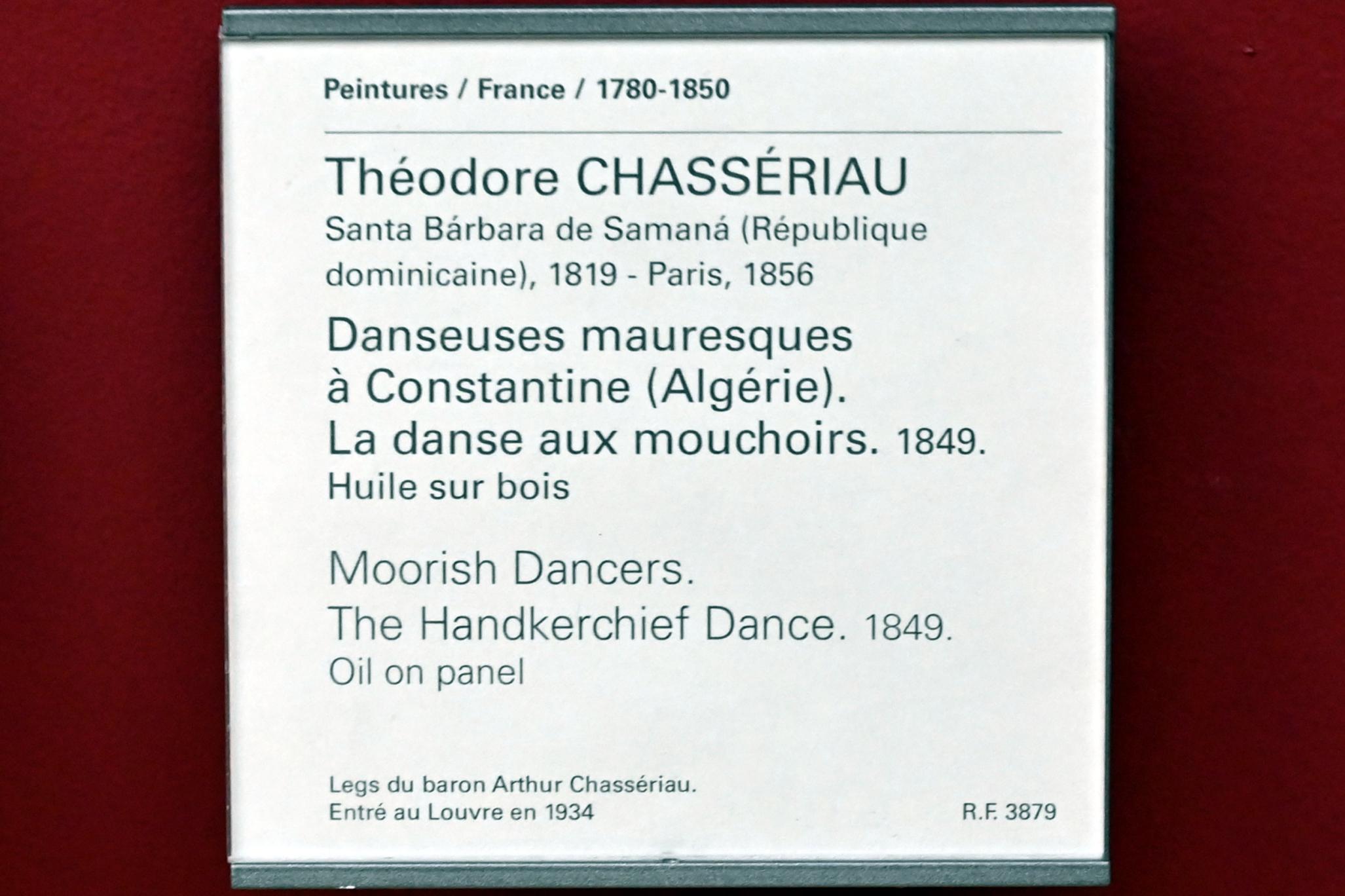 Théodore Chassériau (1835–1856), Maurische Tänzer in Constantine (Algerien). Der Taschentuchtanz, Paris, Musée du Louvre, Saal 942, 1849, Bild 2/2