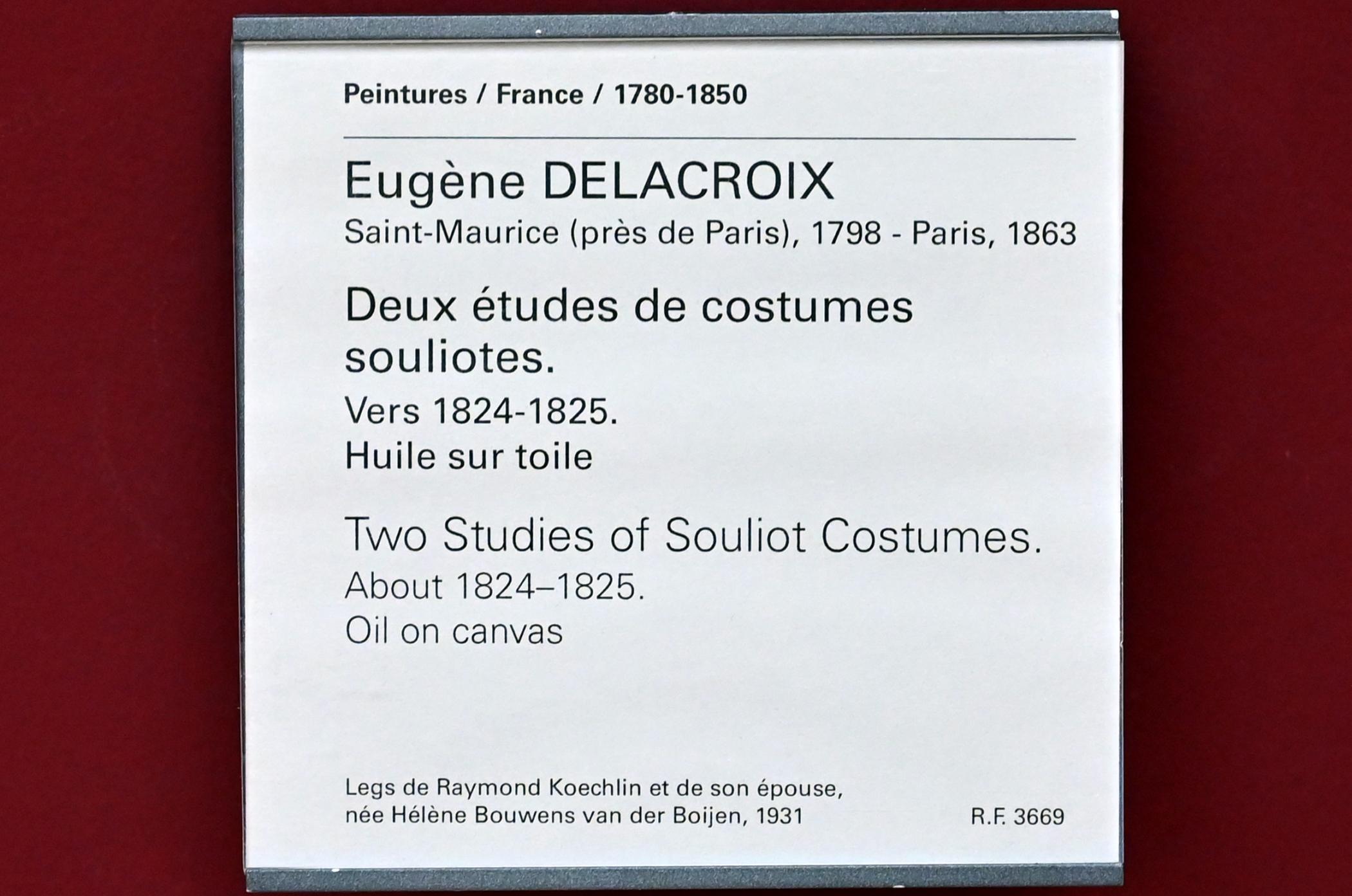 Eugène Delacroix (1820–1862), Zwei Studien zu Souliot-Kostümen, Paris, Musée du Louvre, Saal 942, um 1824–1825, Bild 2/2