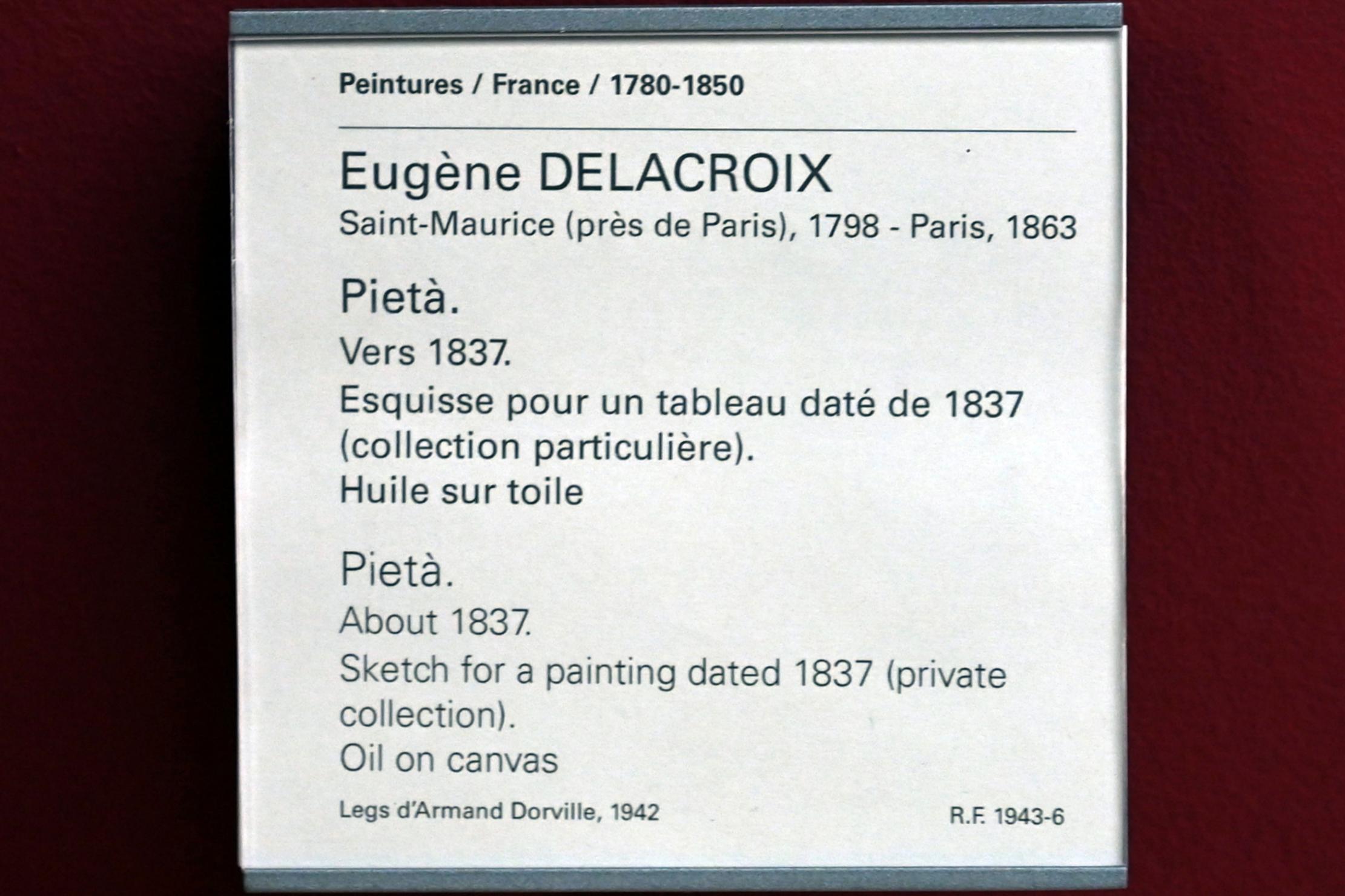 Eugène Delacroix (1820–1862), Pieta, Paris, Musée du Louvre, Saal 942, um 1837, Bild 2/2