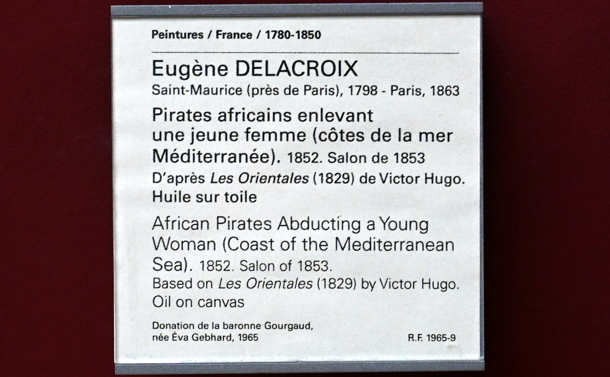 Eugène Delacroix (1820–1862), Afrikanische Piraten entführen eine junge Frau (Mittelmeerküste), Paris, Musée du Louvre, Saal 942, 1852, Bild 2/2