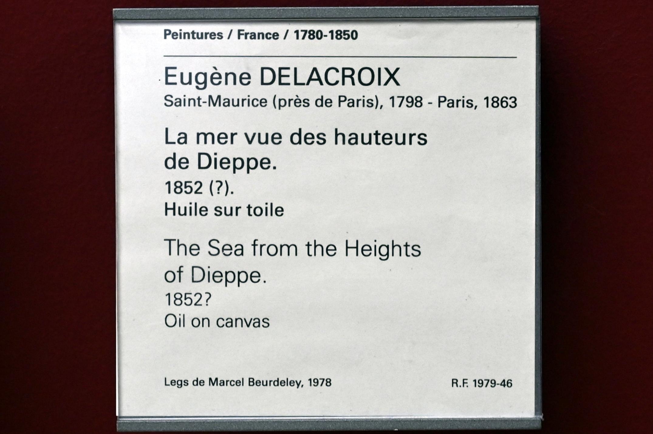 Eugène Delacroix (1820–1862), Das Meer von den Höhen von Dieppe, Paris, Musée du Louvre, Saal 942, 1852, Bild 2/2