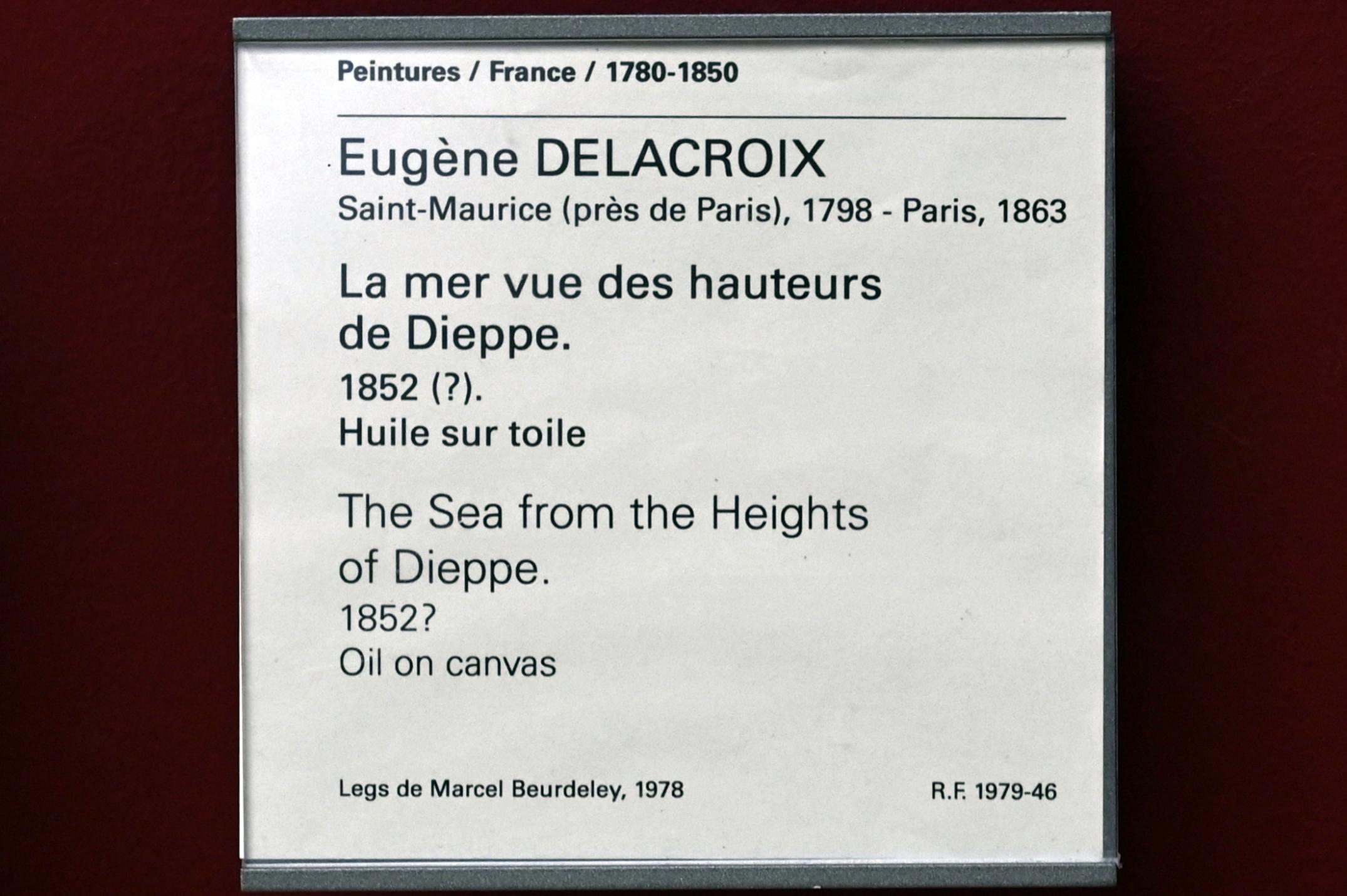 Eugène Delacroix (1820–1862), Das Meer von den Höhen von Dieppe, Paris, Musée du Louvre, Saal 942, 1852, Bild 2/2