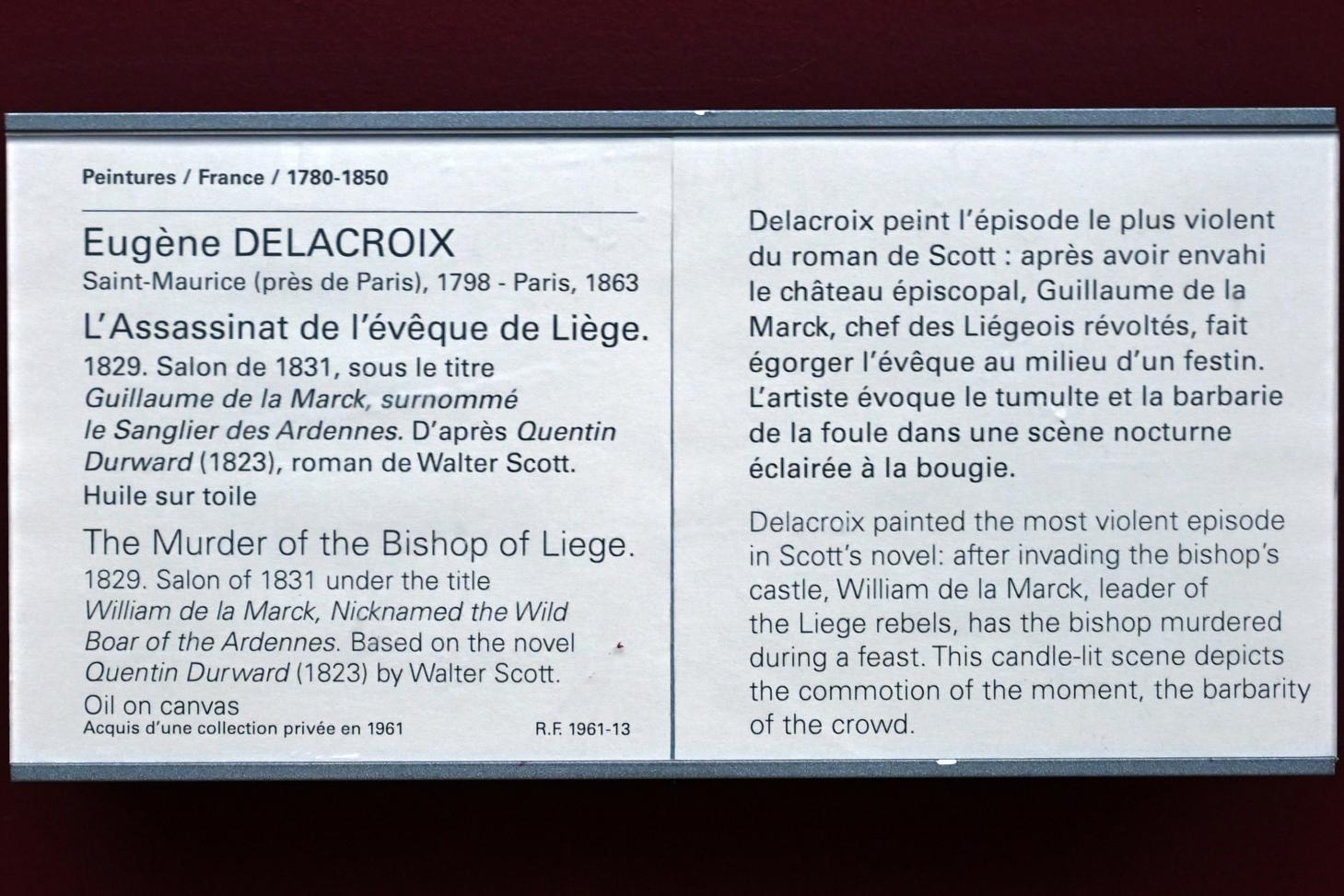 Eugène Delacroix (1820–1862), Die Ermordung des Bischofs von Lüttich, Paris, Musée du Louvre, Saal 942, 1829, Bild 2/2