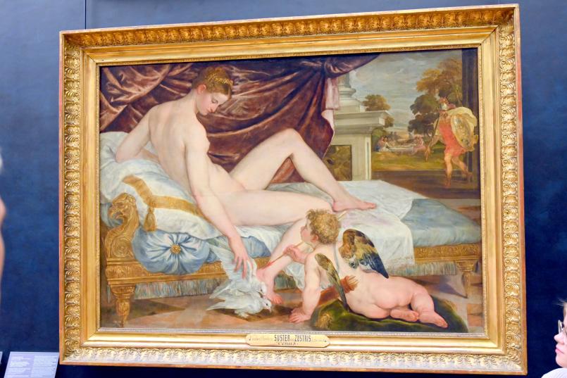 Lambert Sustris (1550), Mars, Venus, römische Kriegs- und Liebesgötter und ihr Sohn Amor (Venus und Amor), Paris, Musée du Louvre, Saal 711, um 1548–1552