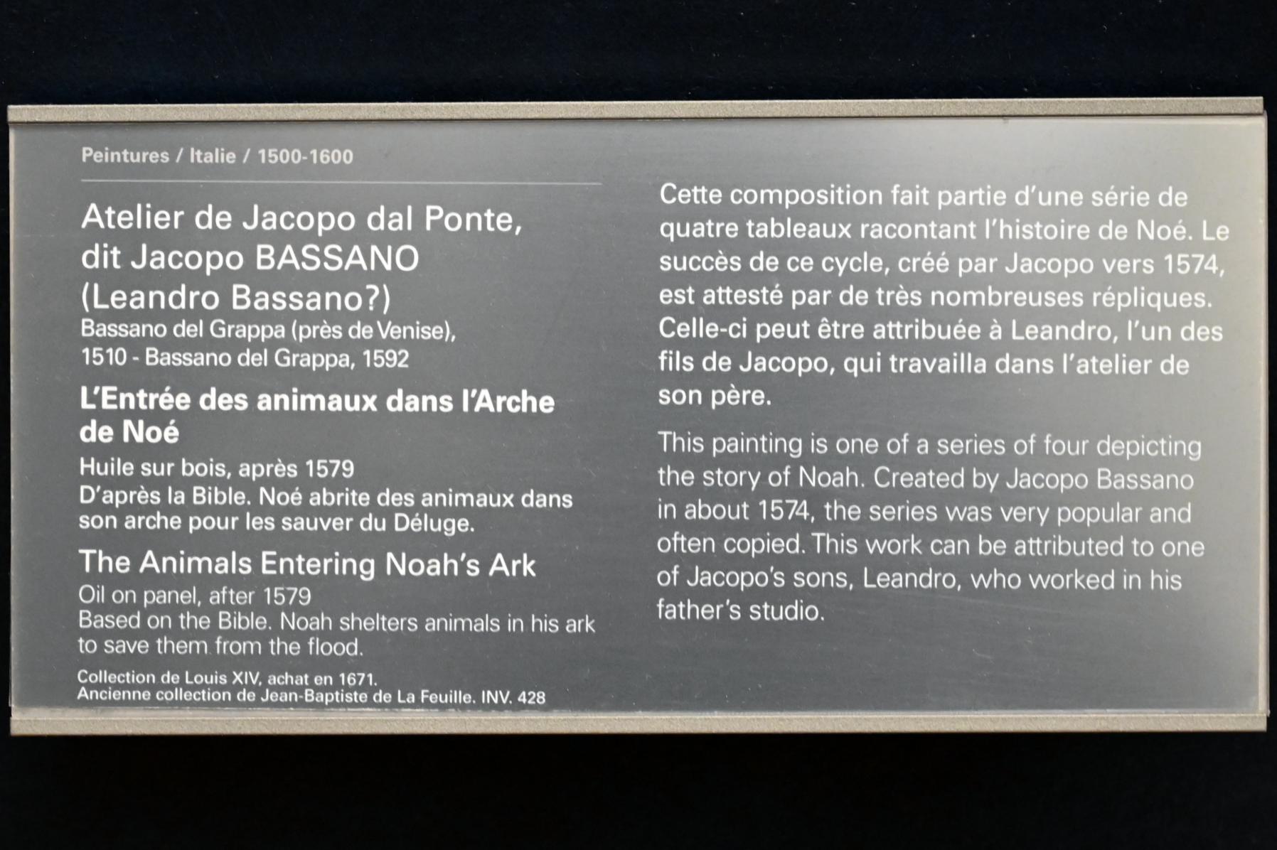 Leandro Bassano (1580–1600), Einzug der Tiere in die Arche Noah, Paris, Musée du Louvre, Saal 711, nach 1579, Bild 2/2