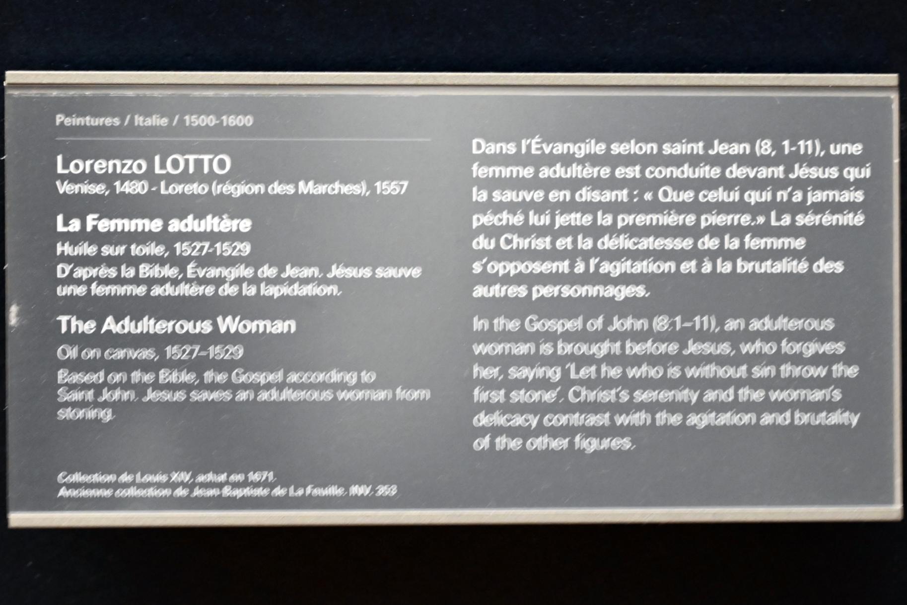 Lorenzo Lotto (1503–1549), Jesus und die Ehebrecherin, Paris, Musée du Louvre, Saal 711, 1527–1529, Bild 2/2