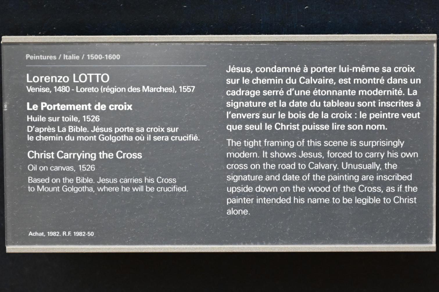 Lorenzo Lotto (1503–1549), Kreuztragung Christi, Paris, Musée du Louvre, Saal 711, 1526, Bild 2/2