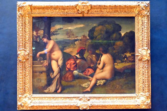 Tiziano Vecellio (Tizian) (1509–1575), Das Hirtenkonzert, Paris, Musée du Louvre, Saal 711, um 1509, Bild 1/2