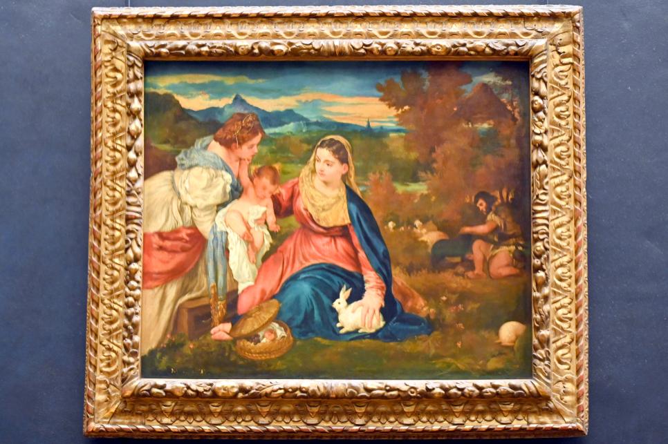 Édouard Manet (1855–1882), Maria mit Kind, der heiligen Katharina und einem Hirten (Madonna mit dem Kaninchen), Paris, Musée du Louvre, Saal 711, 1850–1860