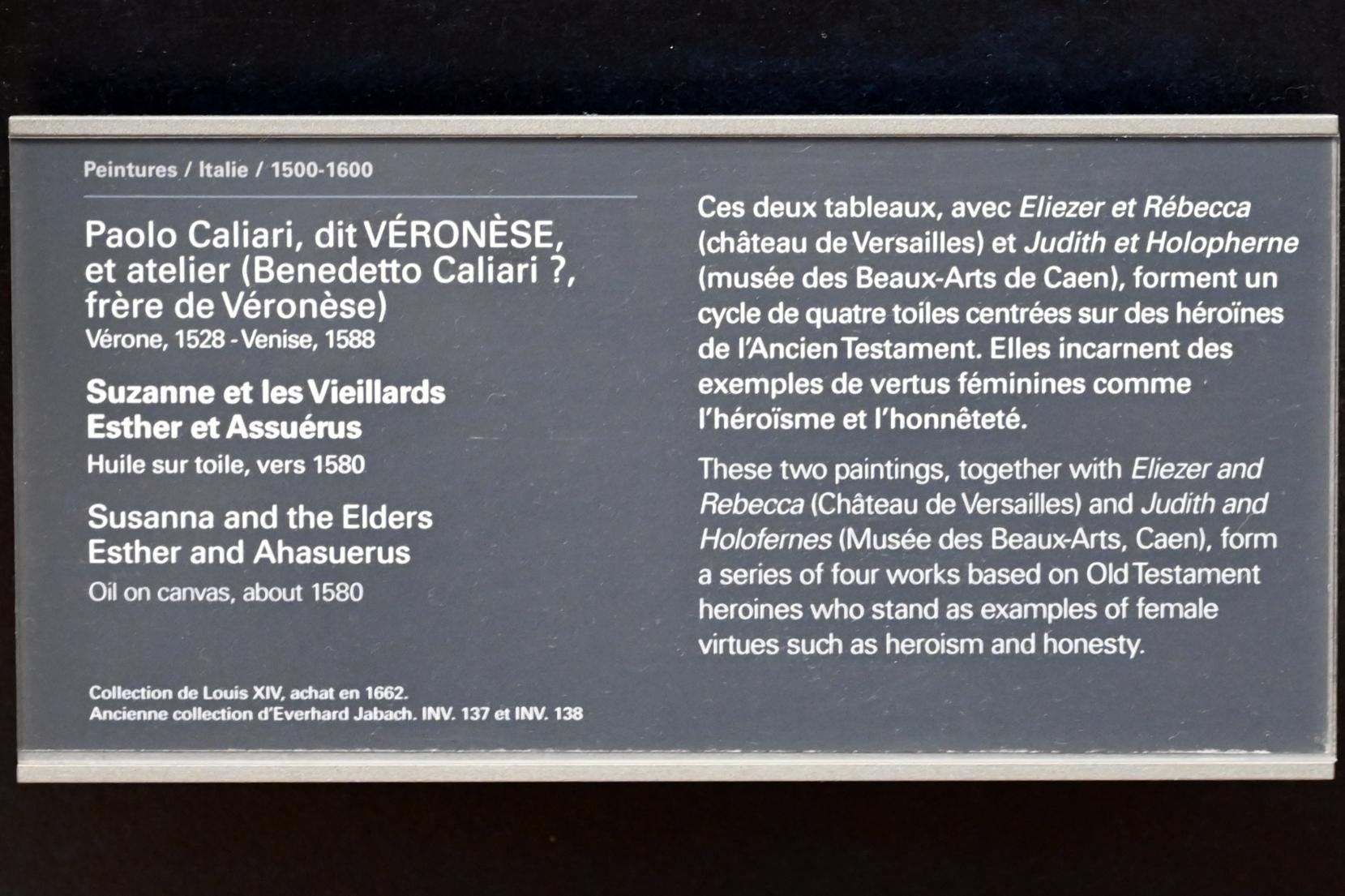 Paolo Caliari (Veronese) (1547–1587), Esther und Ahasverus, Paris, Musée du Louvre, Saal 711, um 1580, Bild 2/2