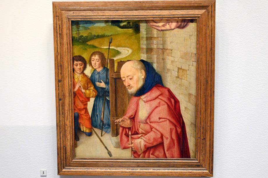 Dieric Bouts d.Ä. (Werkstatt) (1455–1487), Der heilige Josef und zwei Hirten, Paris, Musée du Louvre, Saal 818, um 1475–1500