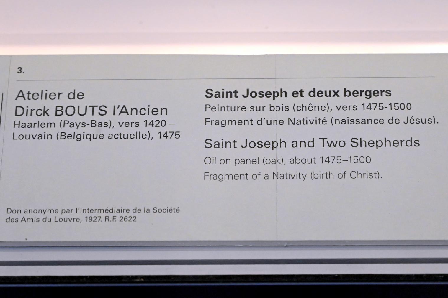 Dieric Bouts d.Ä. (Werkstatt) (1455–1487), Der heilige Josef und zwei Hirten, Paris, Musée du Louvre, Saal 818, um 1475–1500, Bild 2/2
