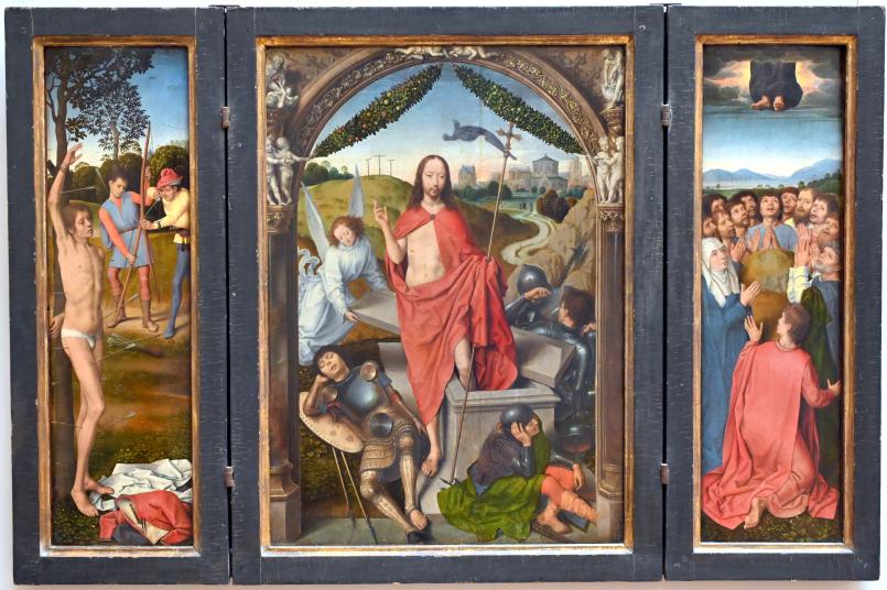 Hans Memling (1467–1491), Triptychon der Auferstehung, Paris, Musée du Louvre, Saal 818, nach 1490